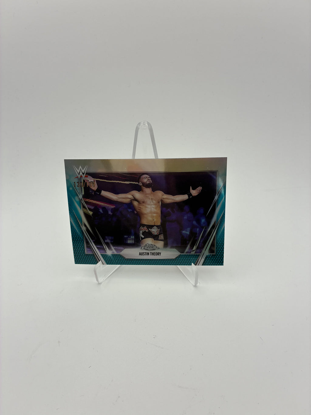 2026 Topps Chrome WWE #77 Austin Theory Aqua Refractor #/199