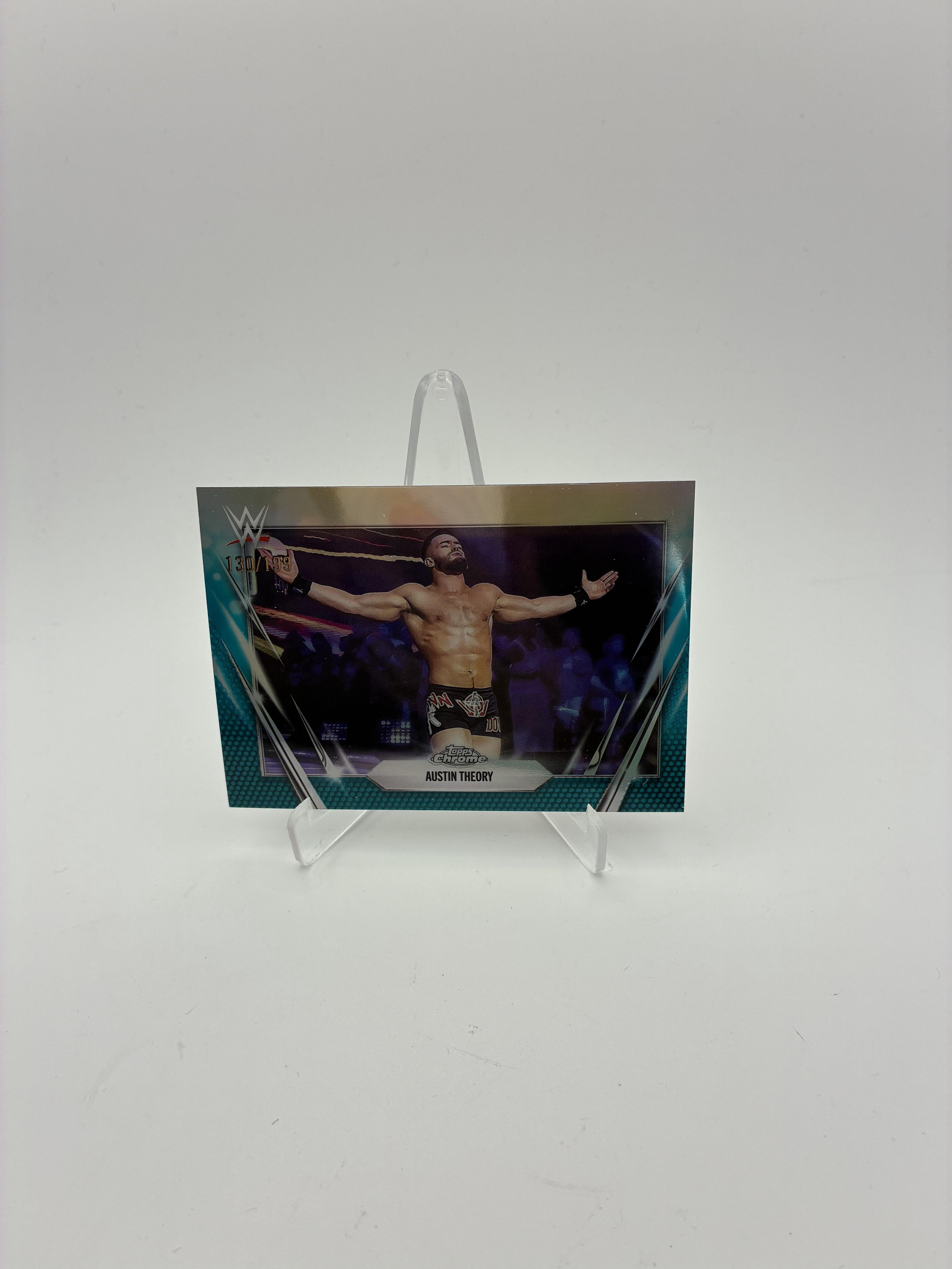 2026 Topps Chrome WWE #77 Austin Theory Aqua Refractor #/199