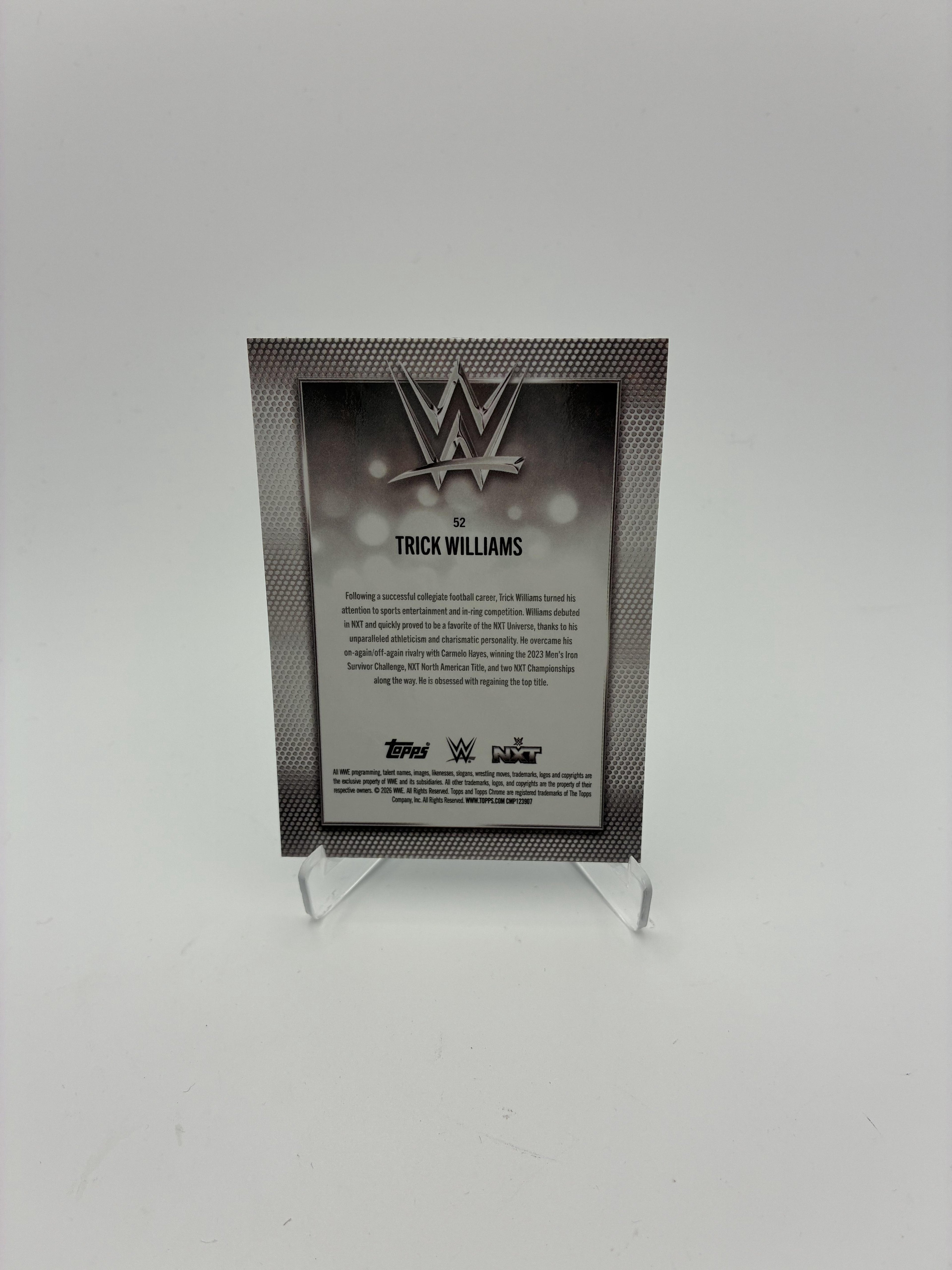 2026 Topps Chrome WWE #52 Trick Williams Blue Geometric Refractor #/150