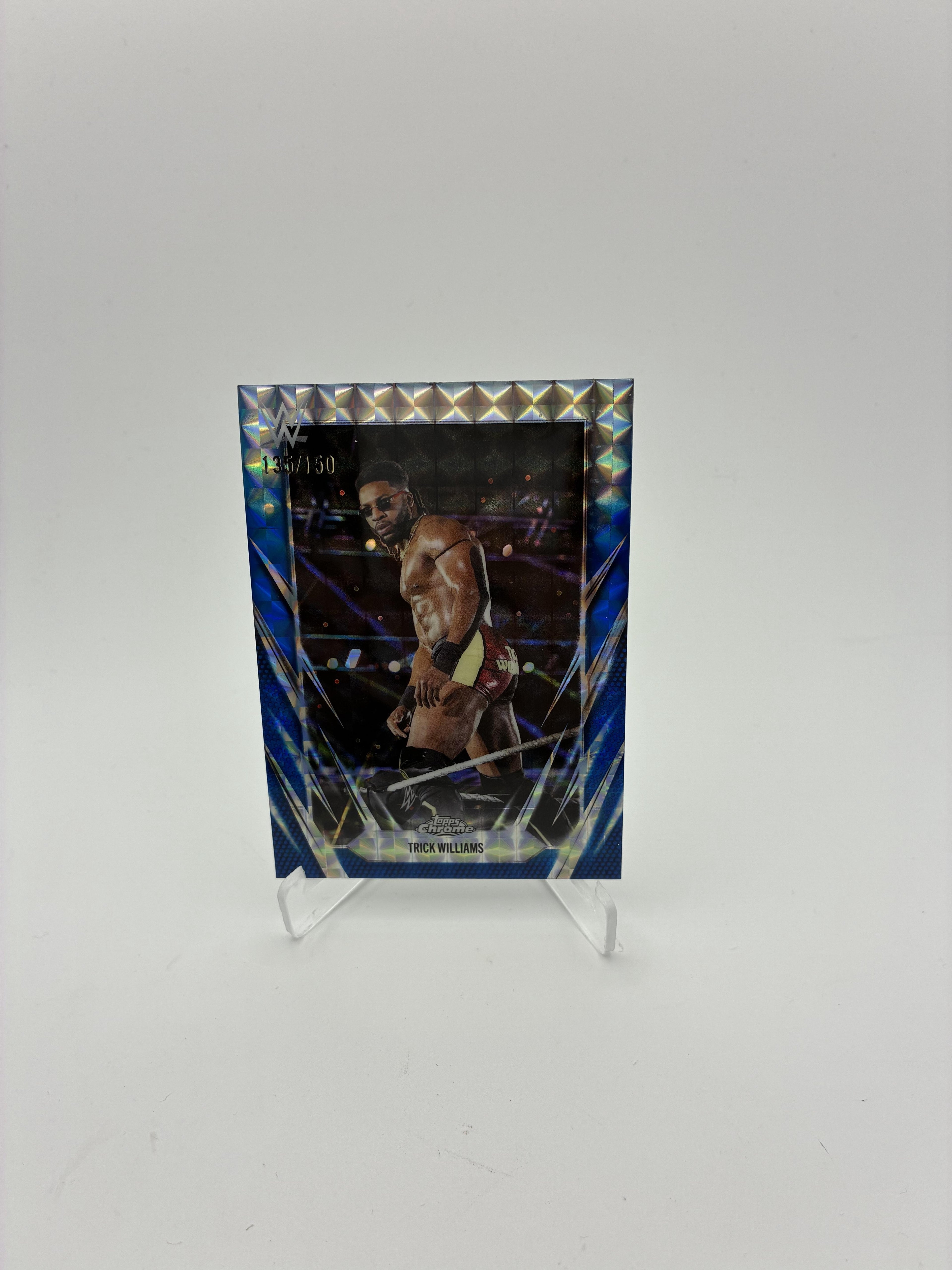 2026 Topps Chrome WWE #52 Trick Williams Blue Geometric Refractor #/150