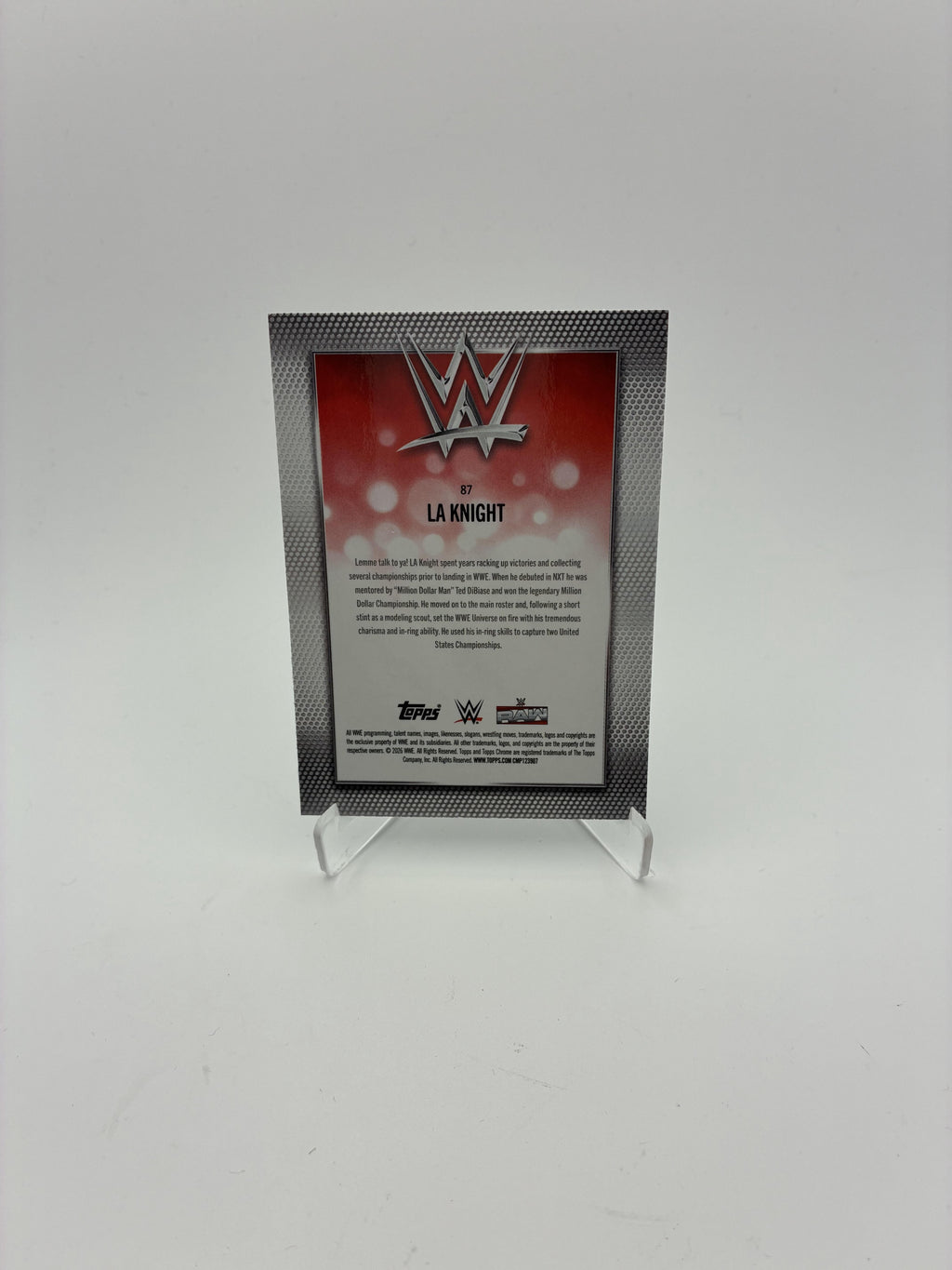 2026 Topps Chrome WWE #87 LA Knight Blue Geometric Refractor #/150