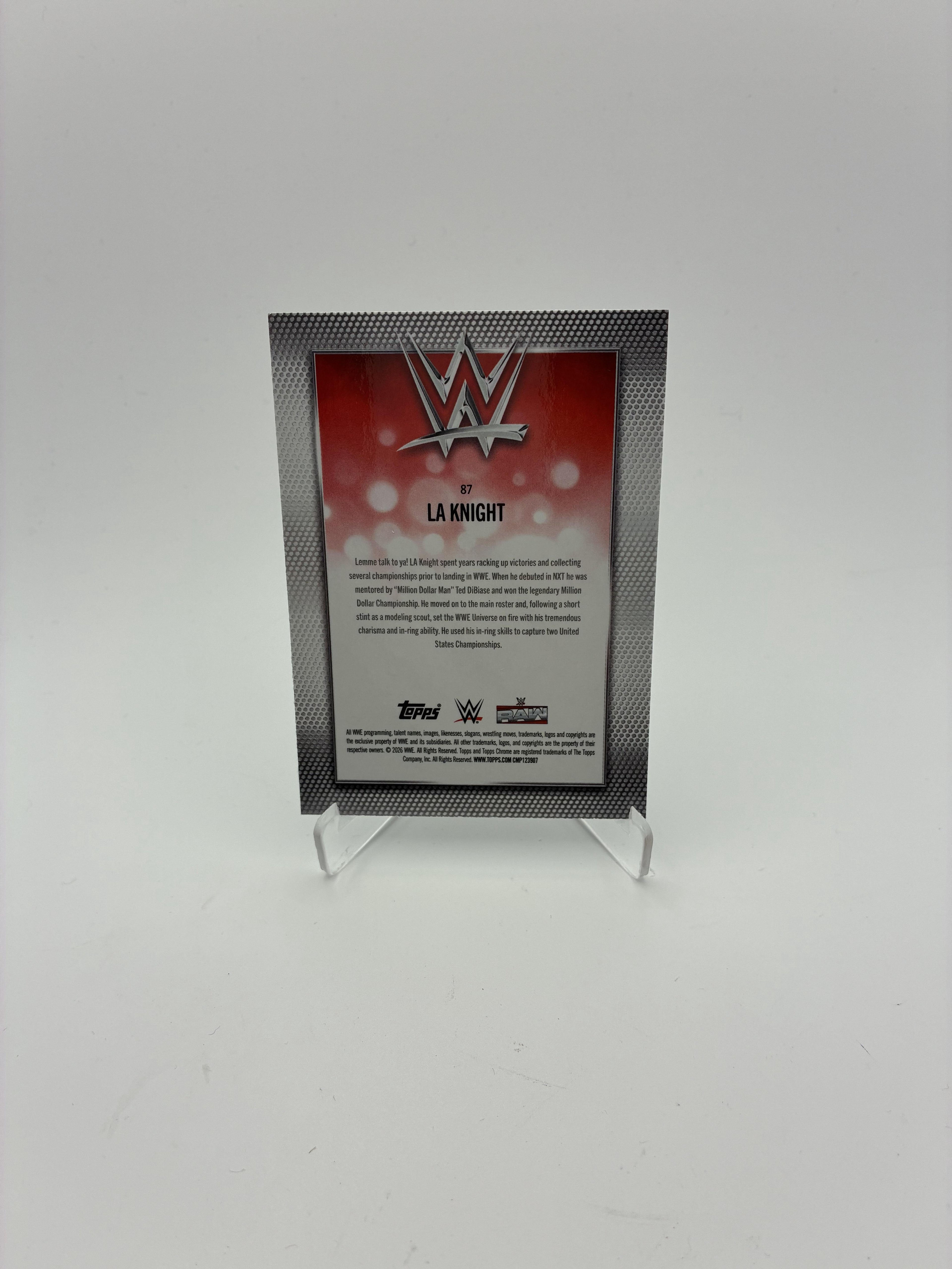 2026 Topps Chrome WWE #87 LA Knight Blue Geometric Refractor #/150