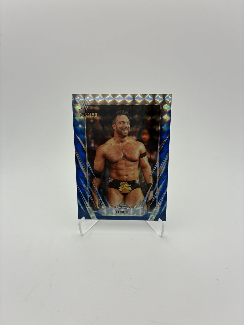 2026 Topps Chrome WWE #87 LA Knight Blue Geometric Refractor #/150
