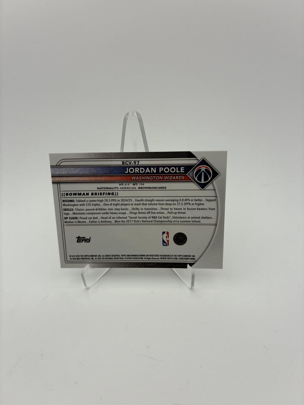 2025-26 Bowman #BCV-97 Jordan Poole Chrome Rose Gold Mini-Diamond Refractor #/15