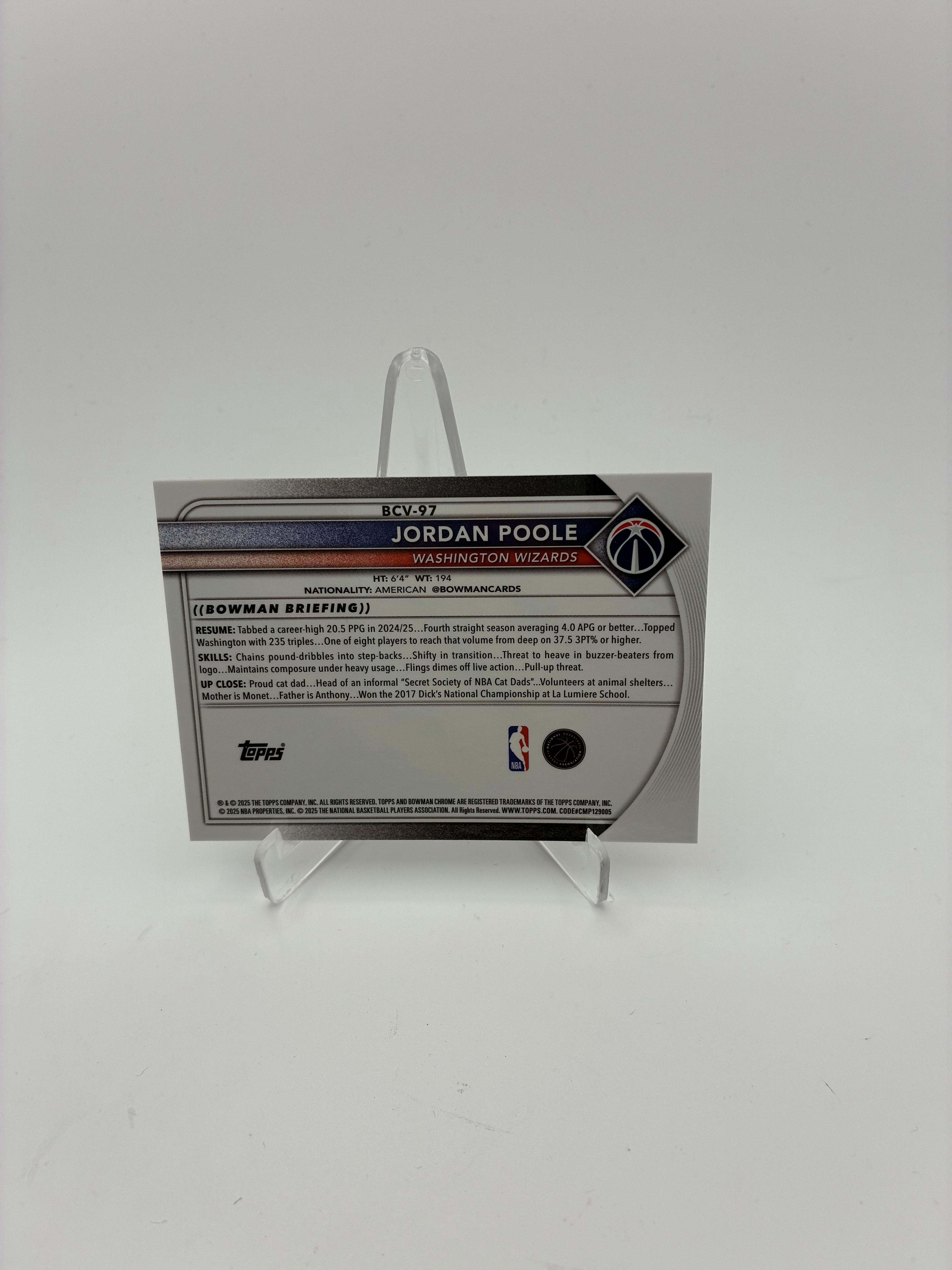 2025-26 Bowman #BCV-97 Jordan Poole Chrome Rose Gold Mini-Diamond Refractor #/15