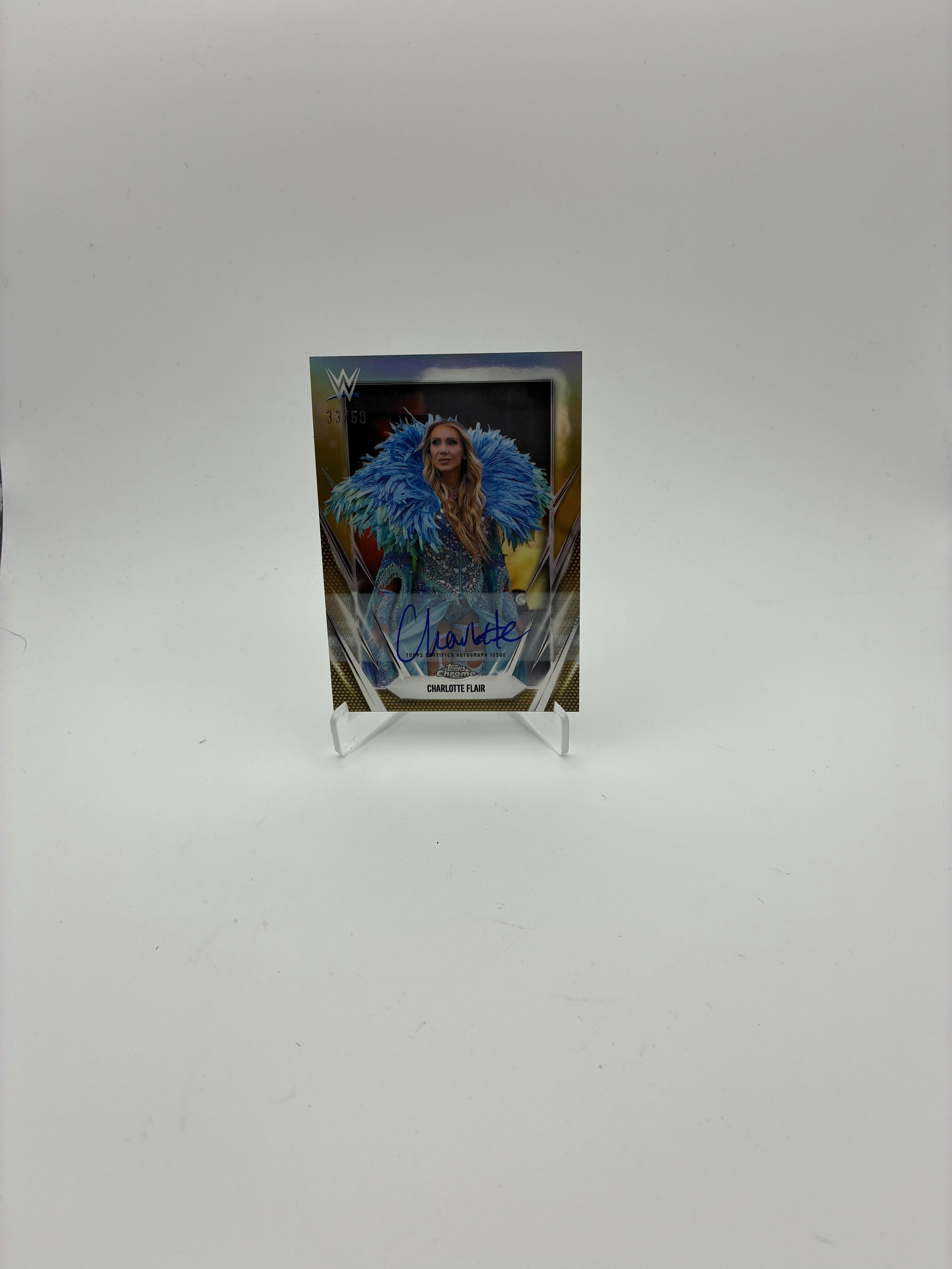 2026 Topps Chrome WWE Charlotte Flair Base Autograph Gold Refractor #/50
