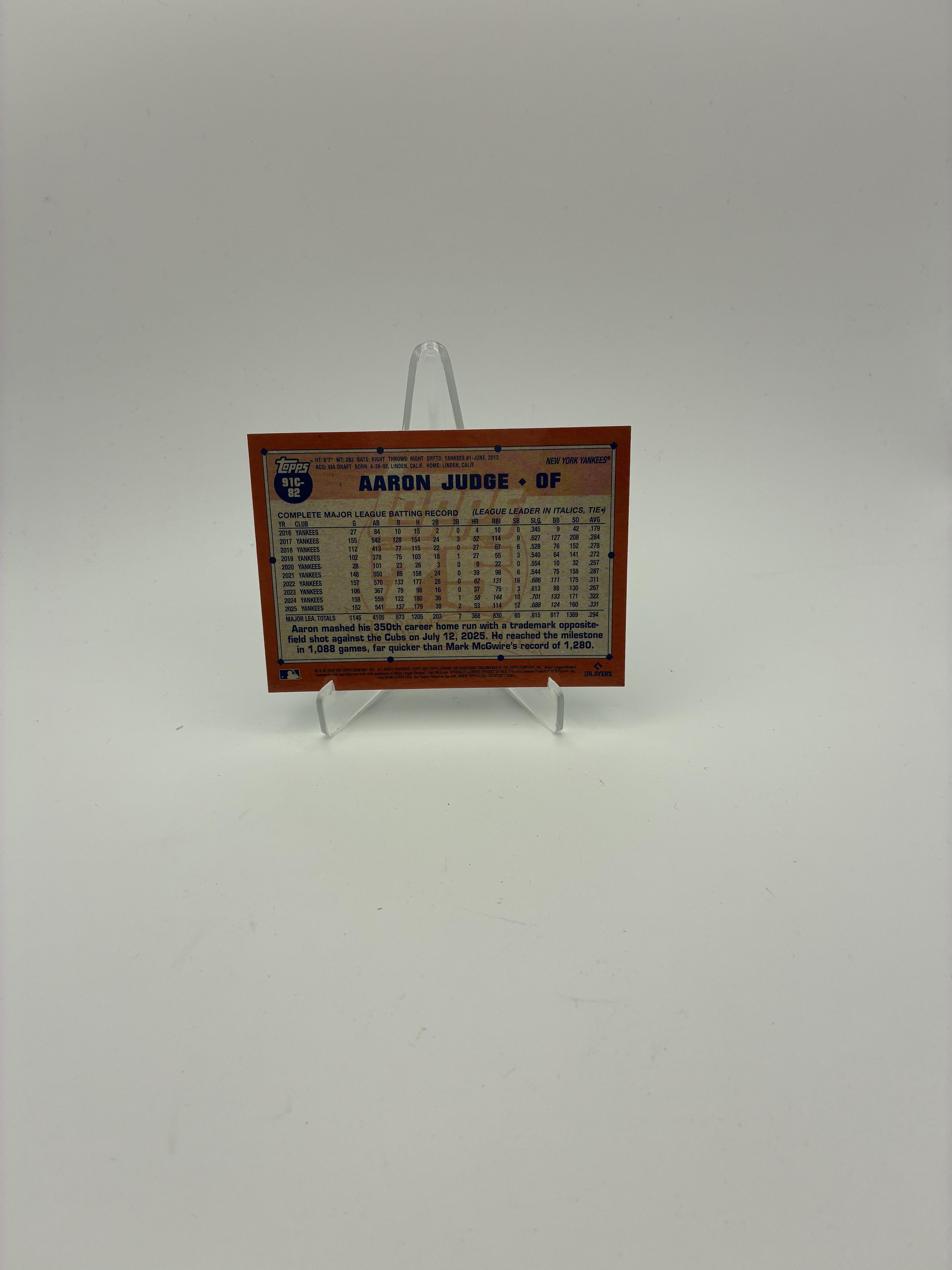 2026 Topps #91C-82 Aaron Judge 1991 Topps Baseball (Series One)
