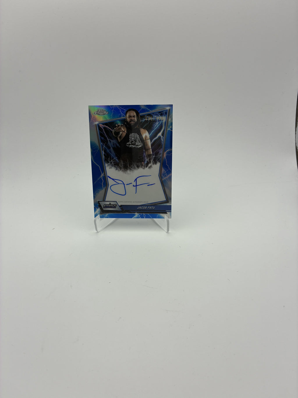 2026 Topps Chrome WWE Jacob Fatu Blue Brand Autographs Blue Refractor #/150