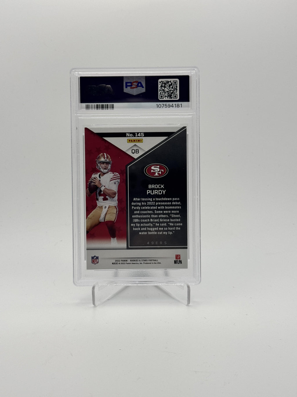 2022 Panini Rookies & Stars #145 Brock Purdy PSA 8