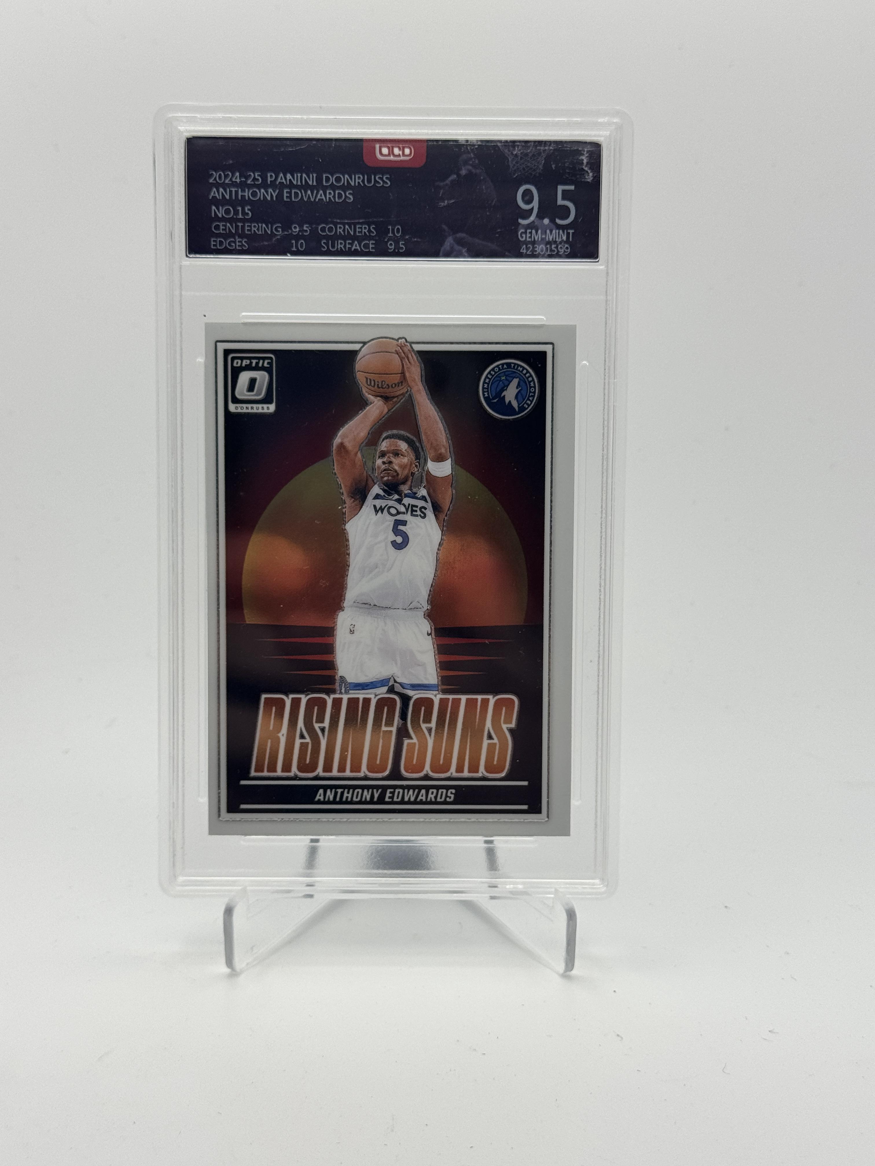 2024-25 Donruss Optic #15 Anthony Edwards Rising Suns OCD-9.5