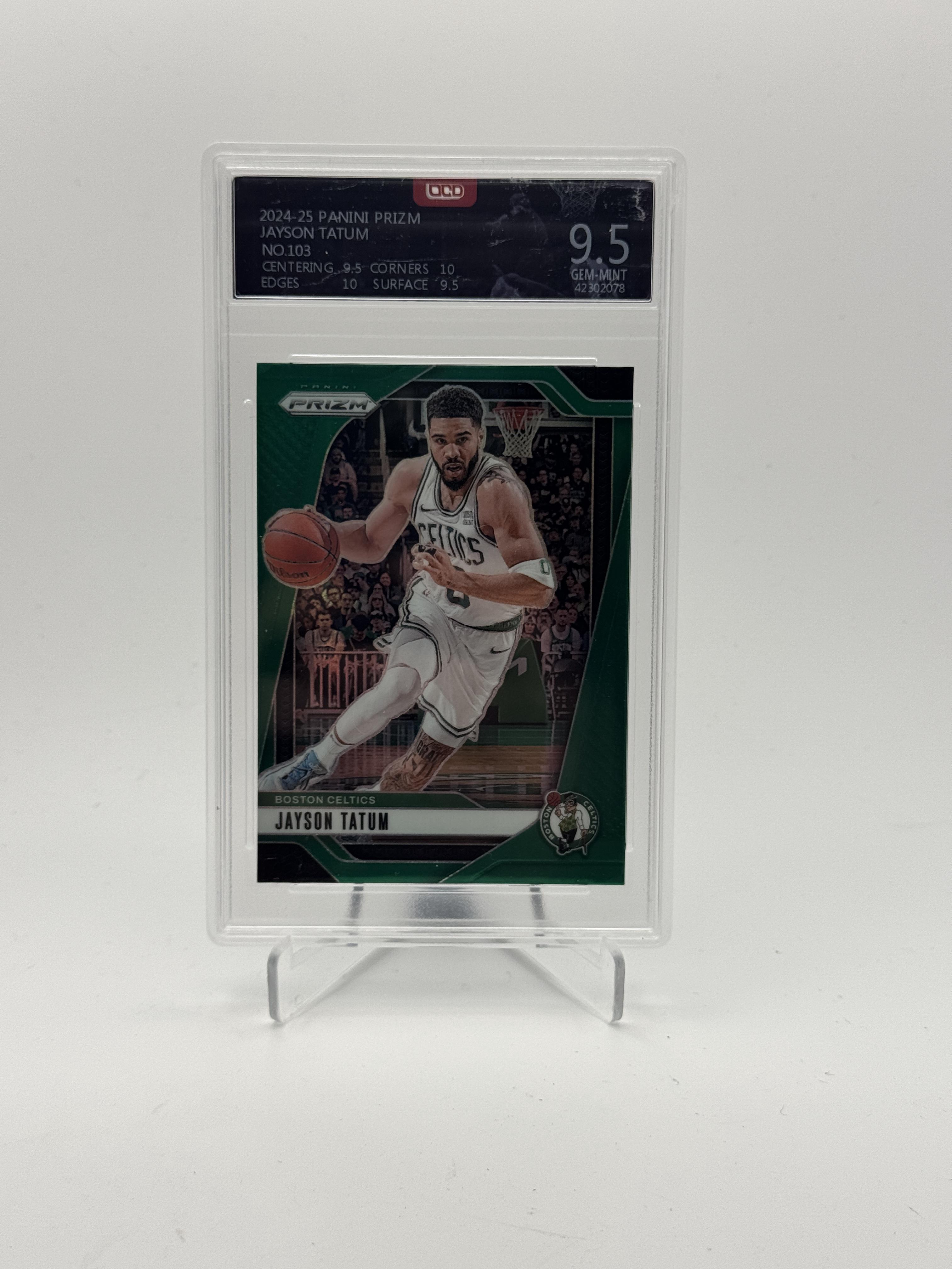 2024-25 Panini Prizm #103 Jayson Tatum Prizms Green OCD-9.5