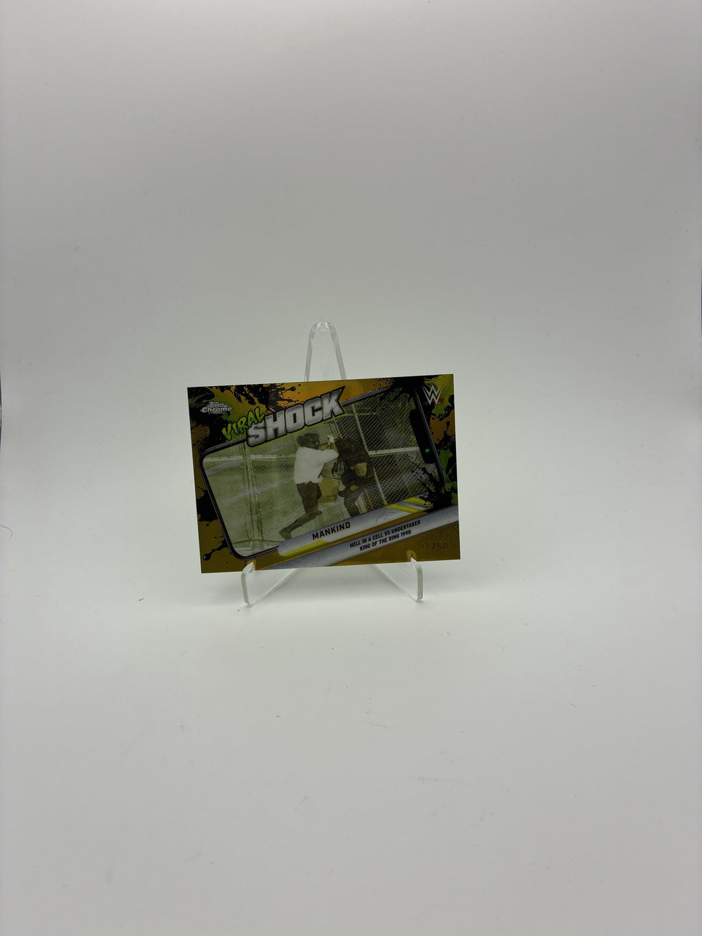 2026 Topps Chrome WWE #VIR-5 Mankind Viral Shock Gold Refractor