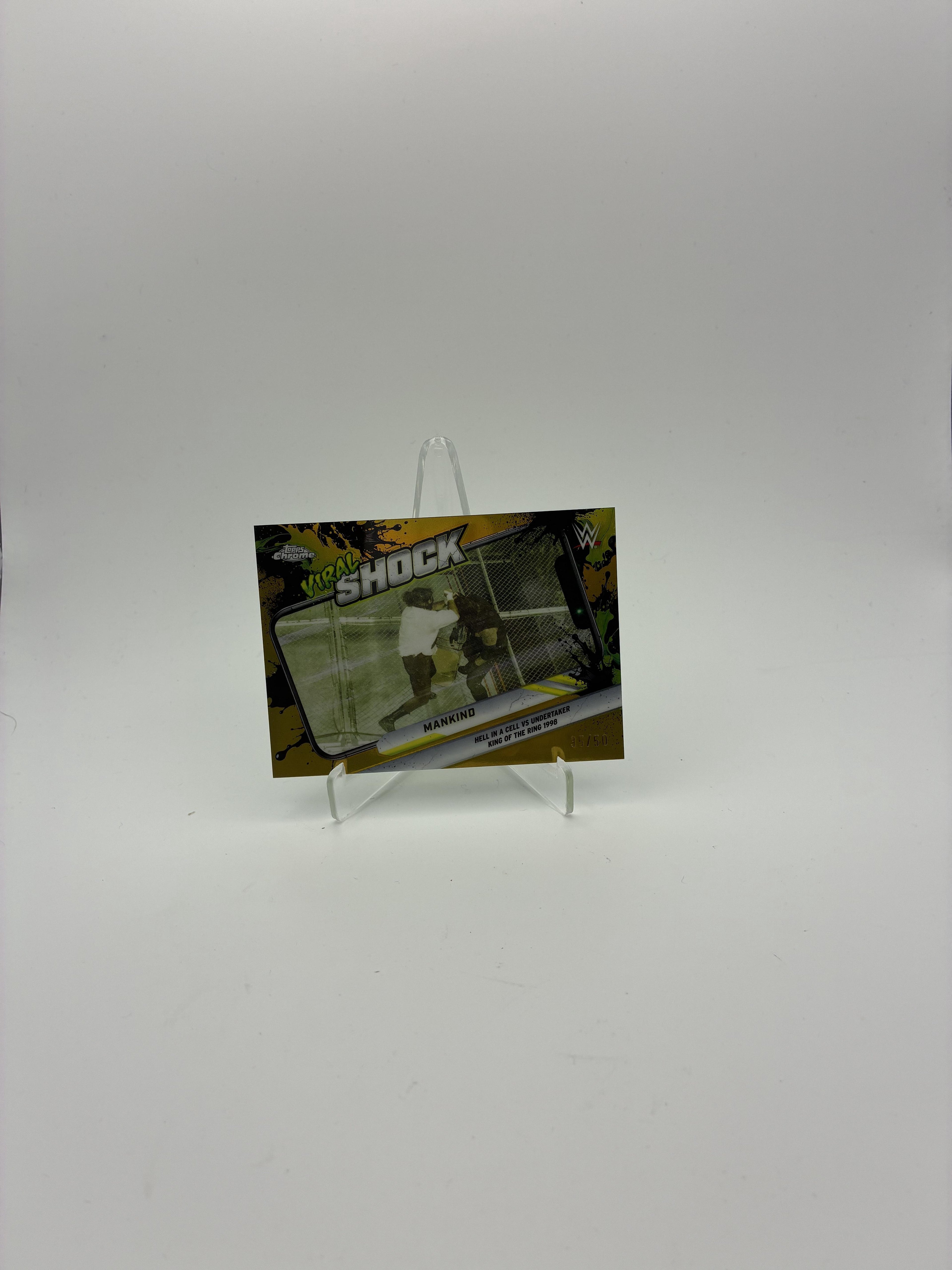 2026 Topps Chrome WWE #VIR-5 Mankind Viral Shock Gold Refractor