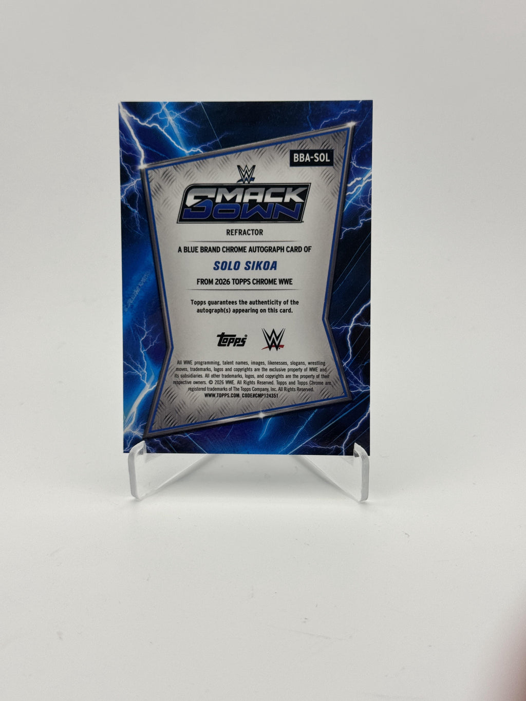 2026 Topps Chrome WWE #BBA-SOL Solo Sikoa Blue Brand Autographs Refractor