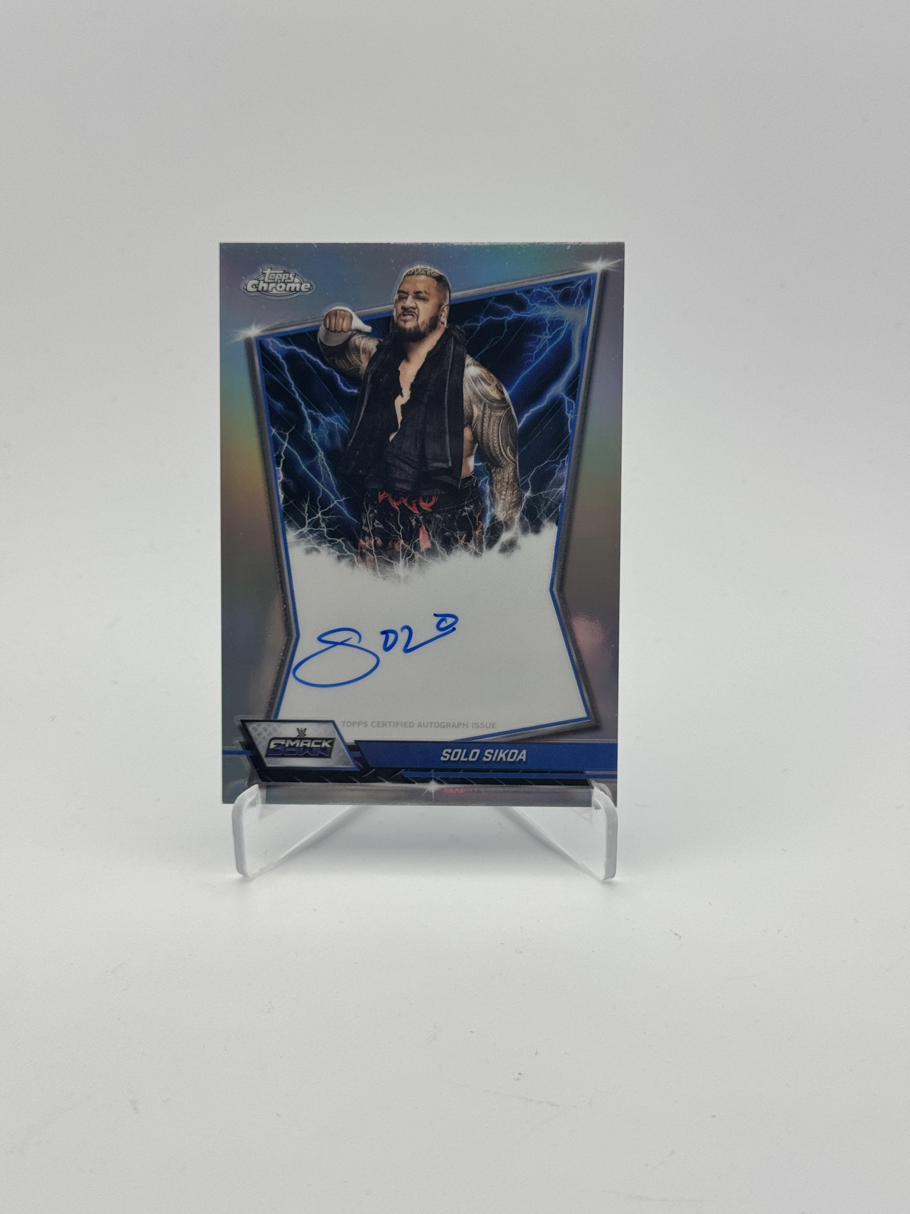 2026 Topps Chrome WWE #BBA-SOL Solo Sikoa Blue Brand Autographs Refractor
