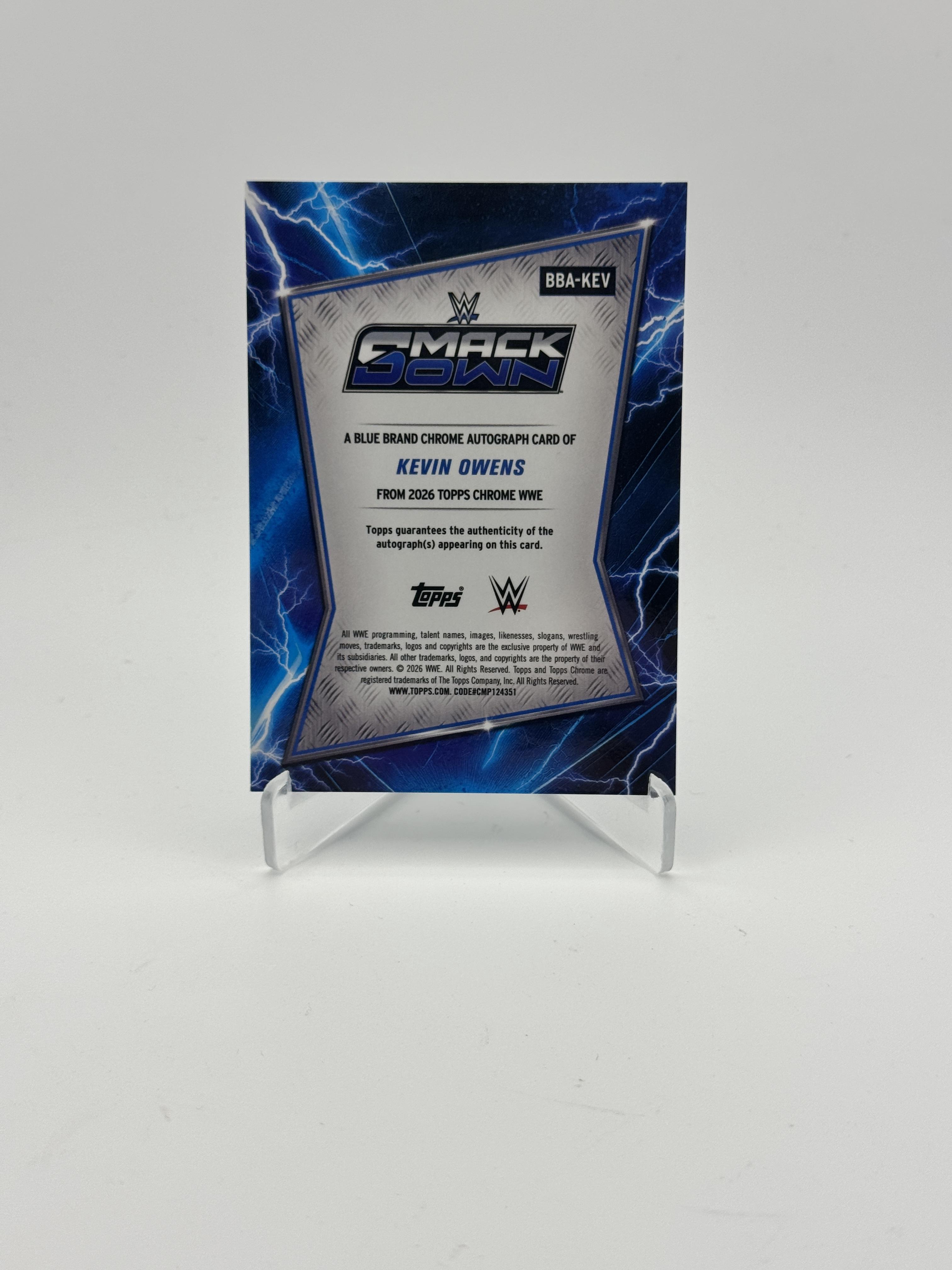 2026 Topps Chrome WWE #BBA-KEV Kevin Owens Blue Brand Autographs