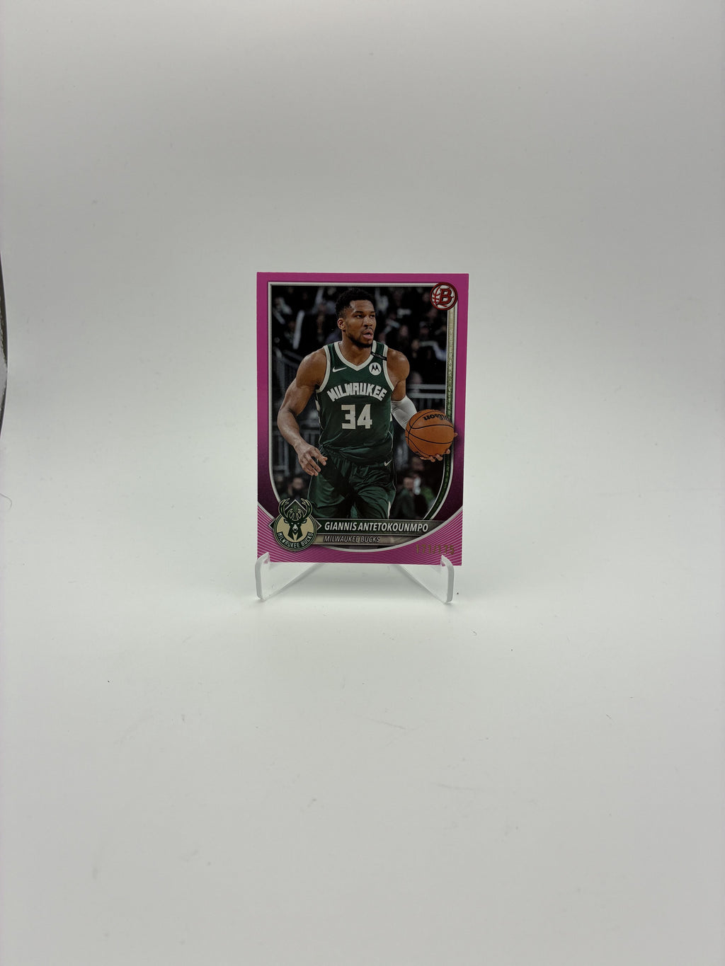 2025-26 Bowman #80 Giannis Antetokounmpo Pink Border #/175