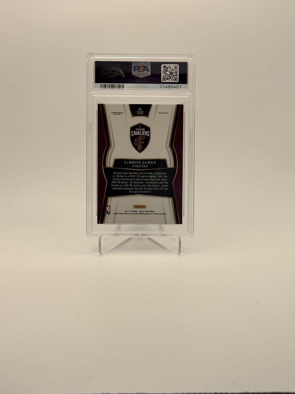2017-18 Panini Select #122 LeBron James Silver Prizms PSA 9