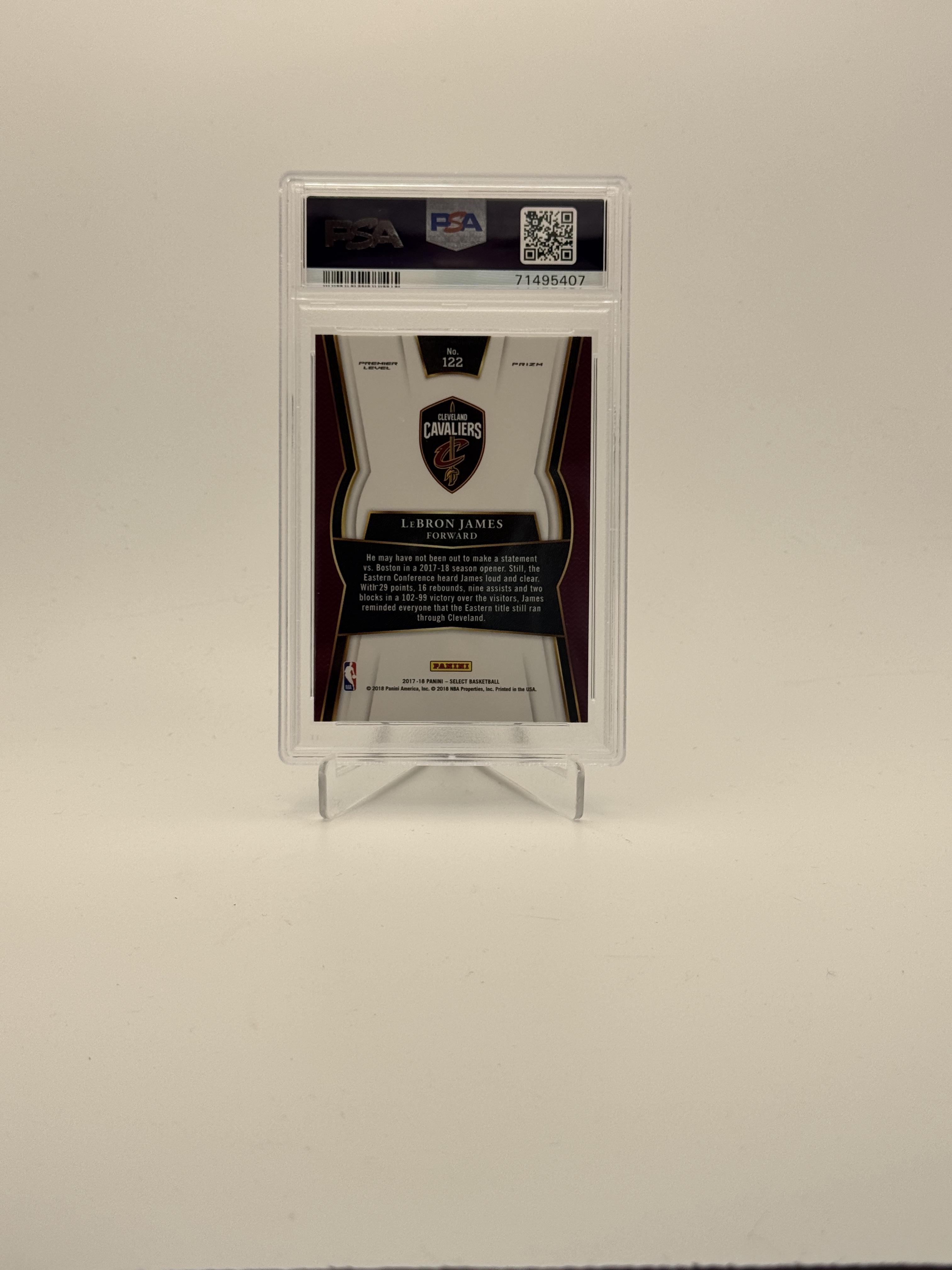 2017-18 Panini Select #122 LeBron James Silver Prizms PSA 9