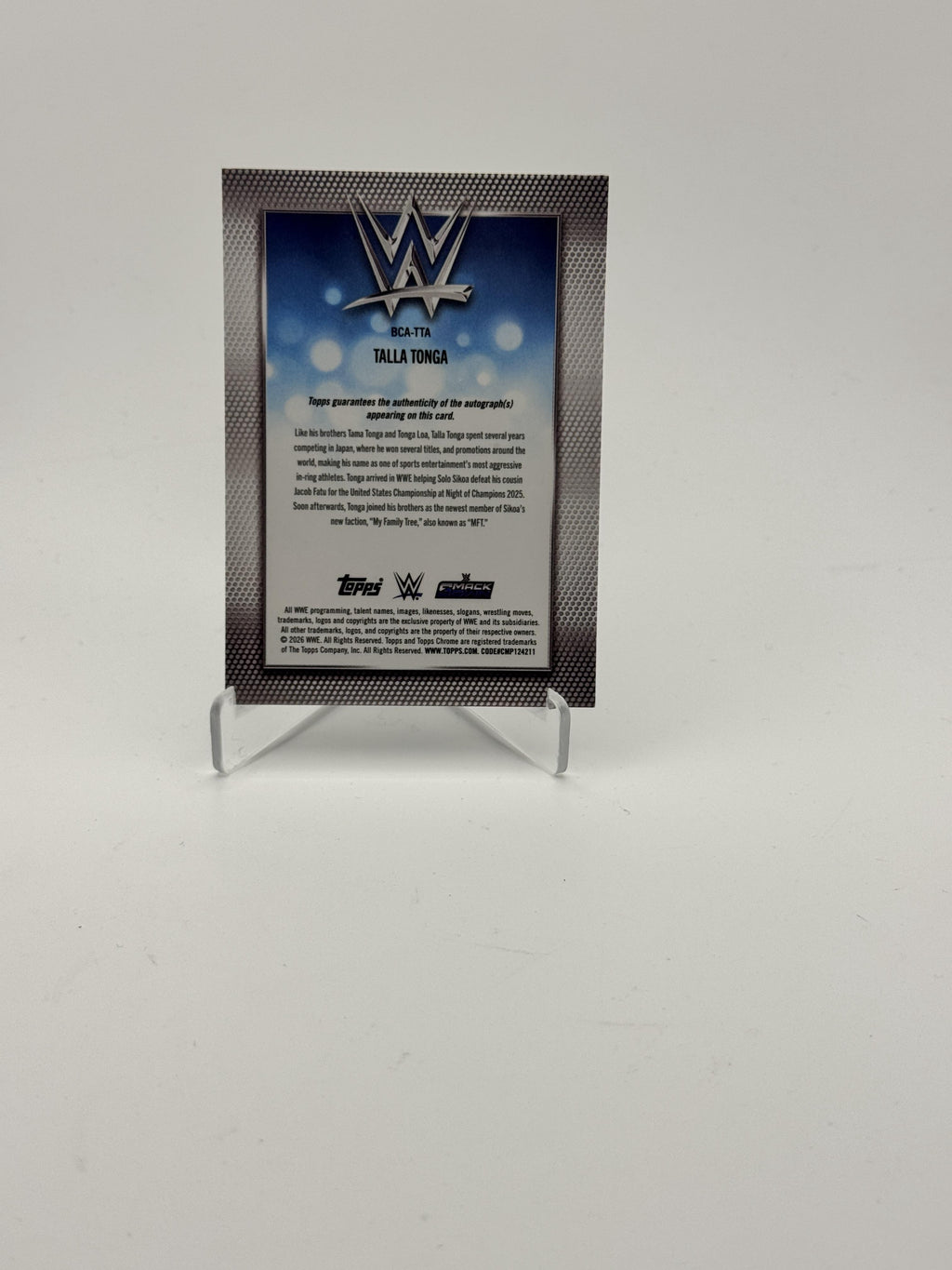 2026 Topps Chrome WWE #BCA-TTA Tala Tonga Base Autographs Gold Refractor #/50