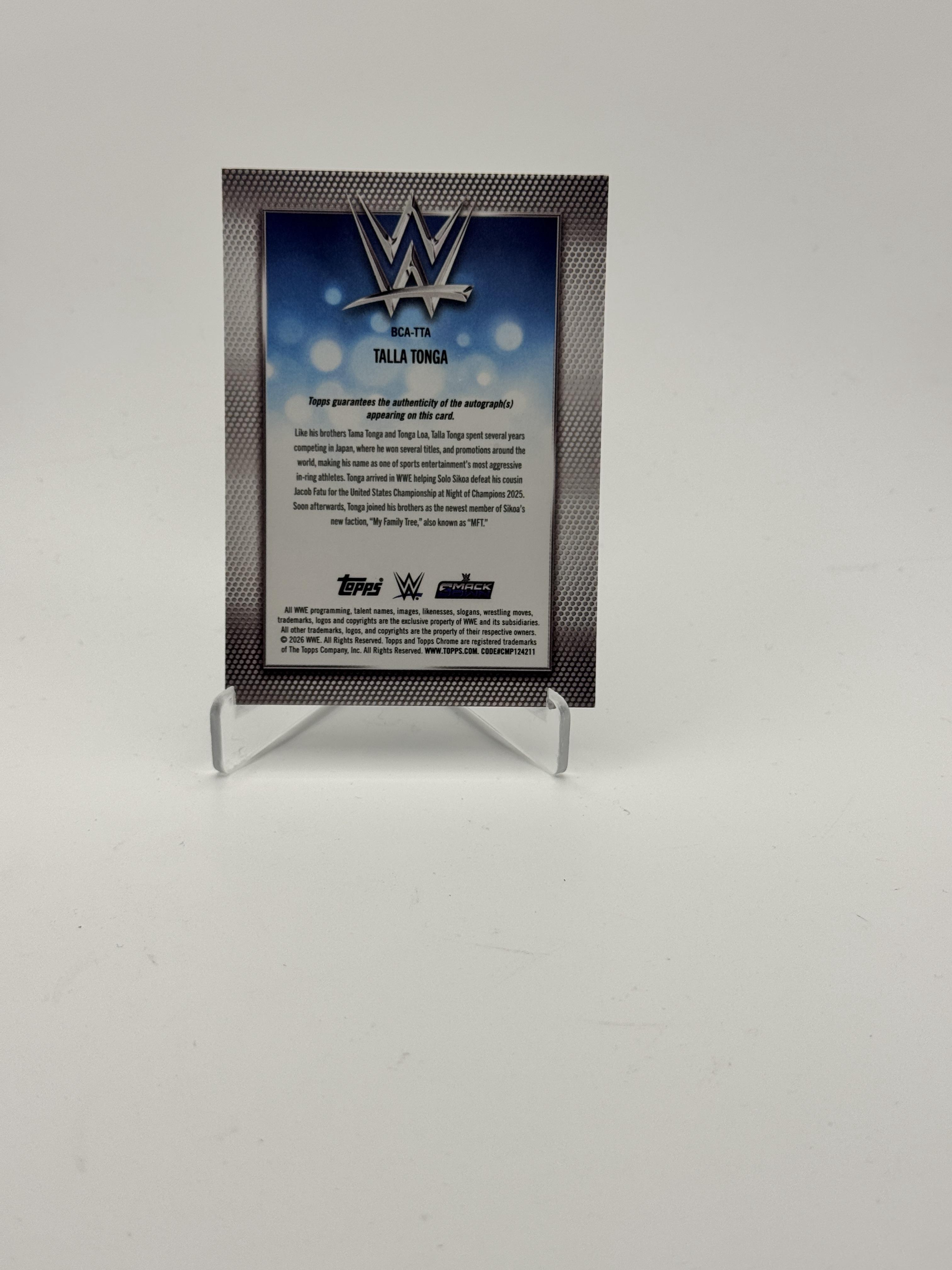 2026 Topps Chrome WWE #BCA-TTA Tala Tonga Base Autographs Gold Refractor #/50