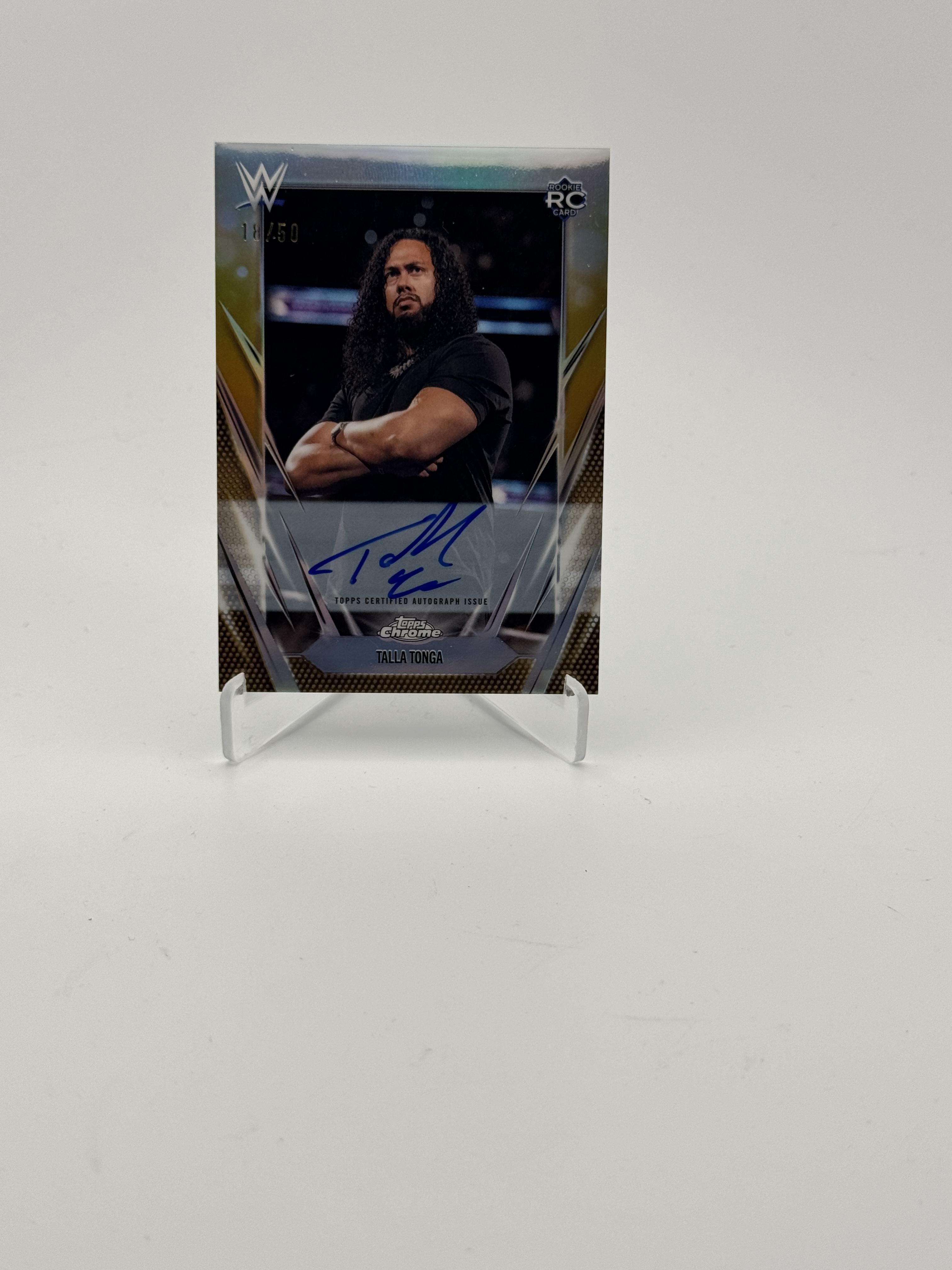 2026 Topps Chrome WWE #BCA-TTA Tala Tonga Base Autographs Gold Refractor #/50