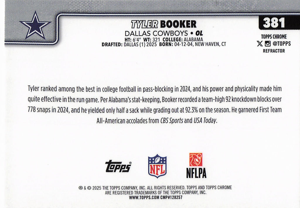 2025 Topps Chrome #381 Tyler Booker Refractor
