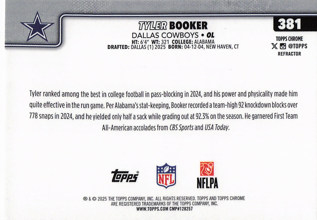 2025 Topps Chrome #381 Tyler Booker Refractor
