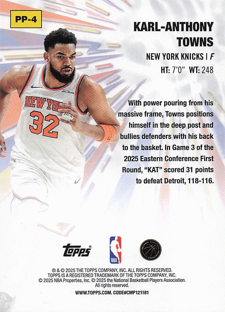2025-26 Topps #PP-4 Karl-Anthony Towns Power Players