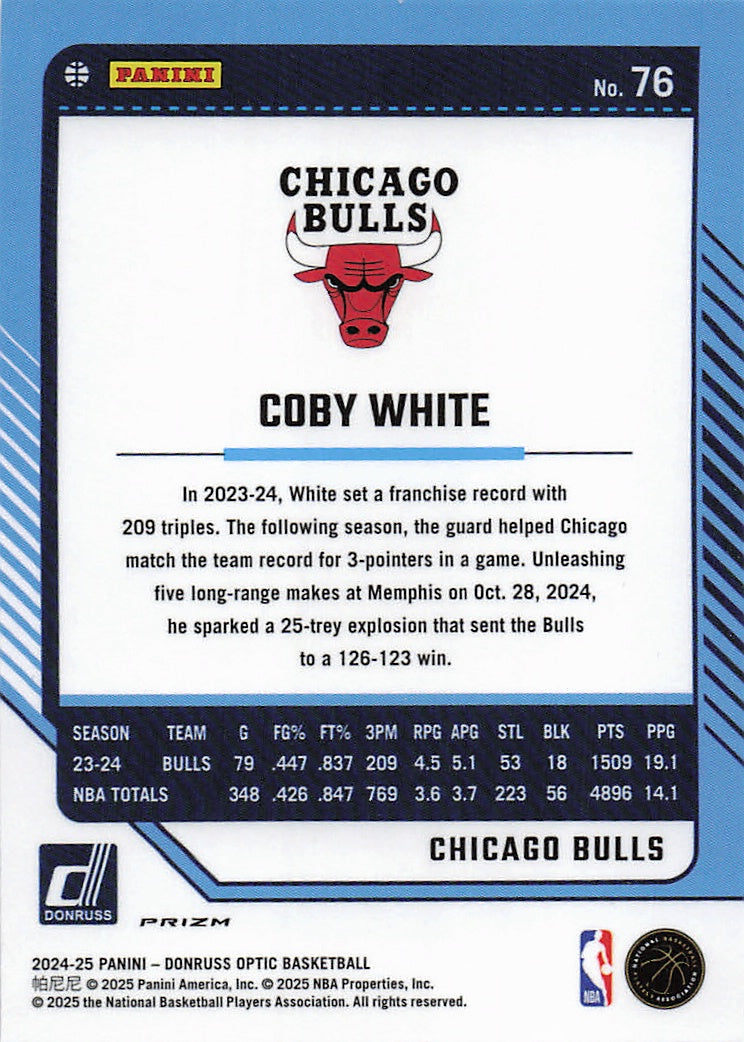 2024-25 Donruss Optic #76 Coby White Holo