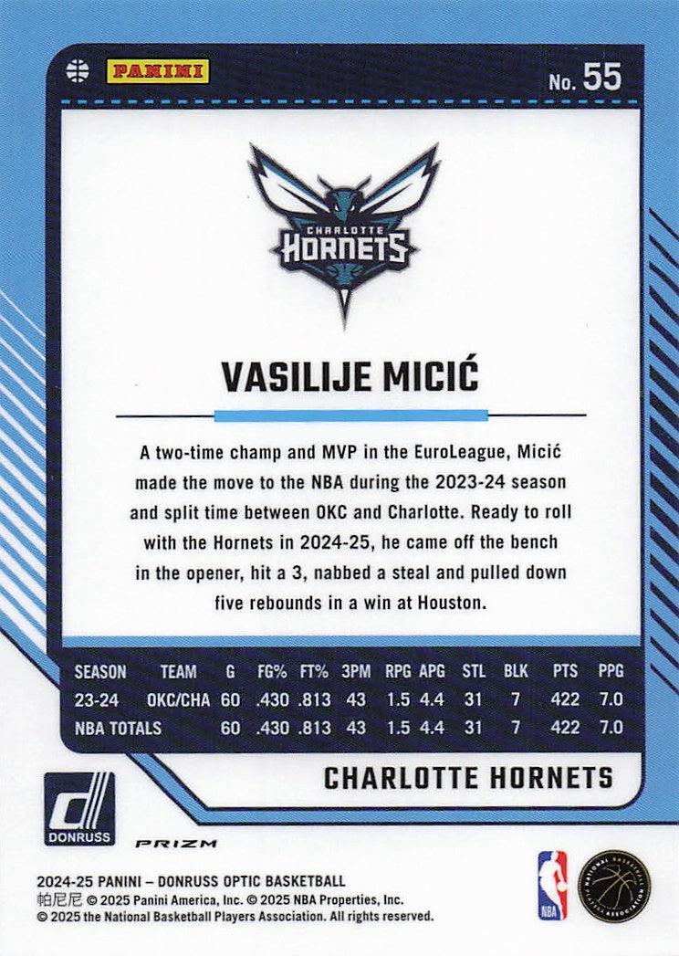 2024-25 Donruss Optic #55 Vasilije Micic Holo