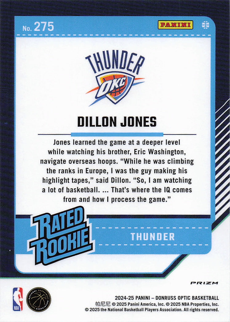 2024-25 Donruss Optic #275 Dillon Jones Holo