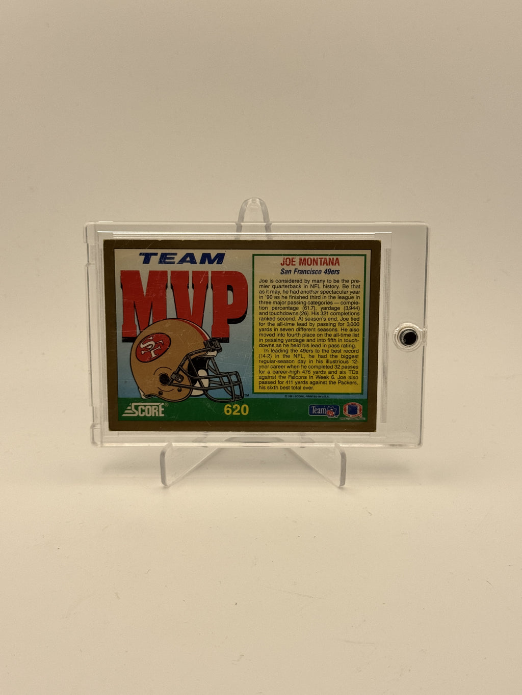 1991 Score #620 Joe Montana Autograph Inscription