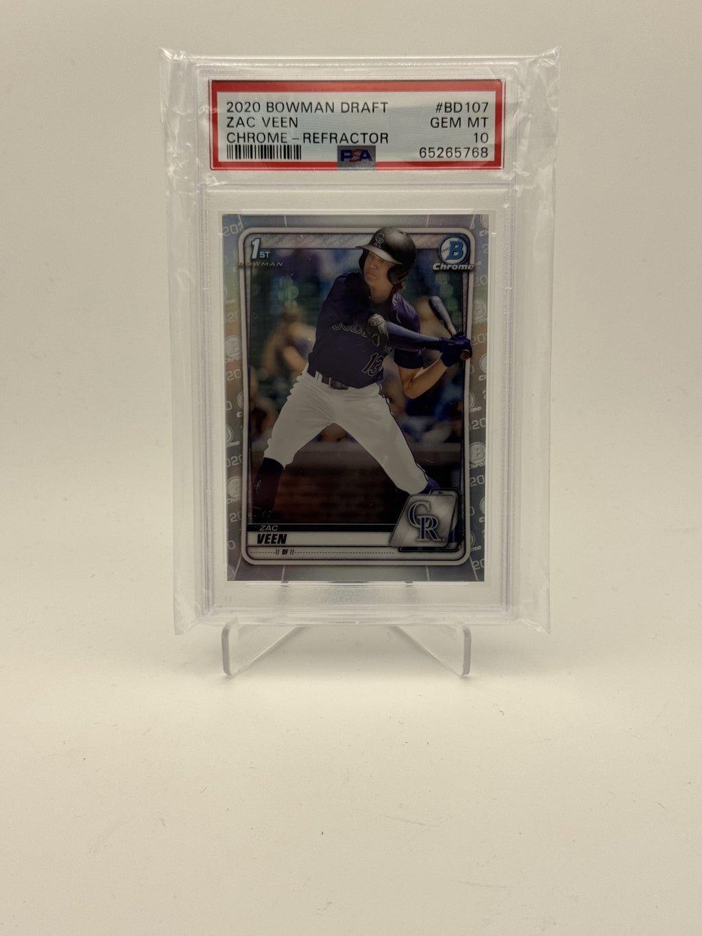 2020 Bowman Draft #BD107 Zac Veen Chrome-Refractor PSA 10