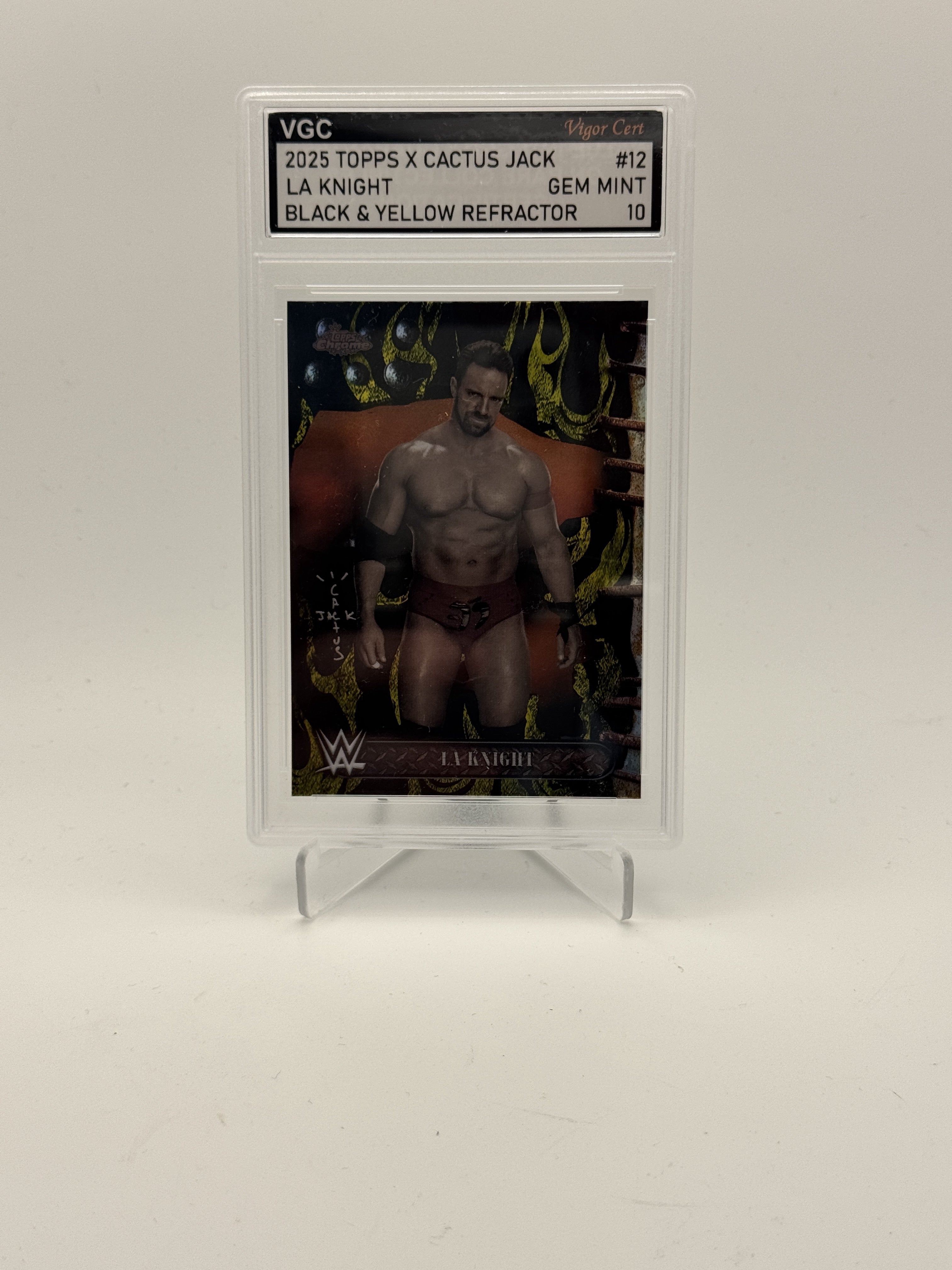 2025 Topps Chrome WWE x Cactus Jack #12 LA Knight Red & Black Graded 10
