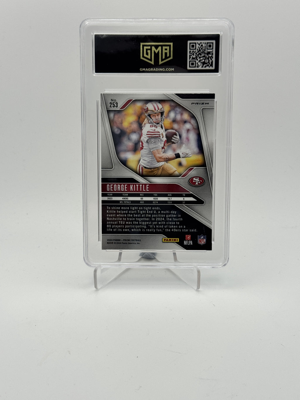 2024 Panini Prizm #253 George Kittle Orange Disco Prizm GMA 9