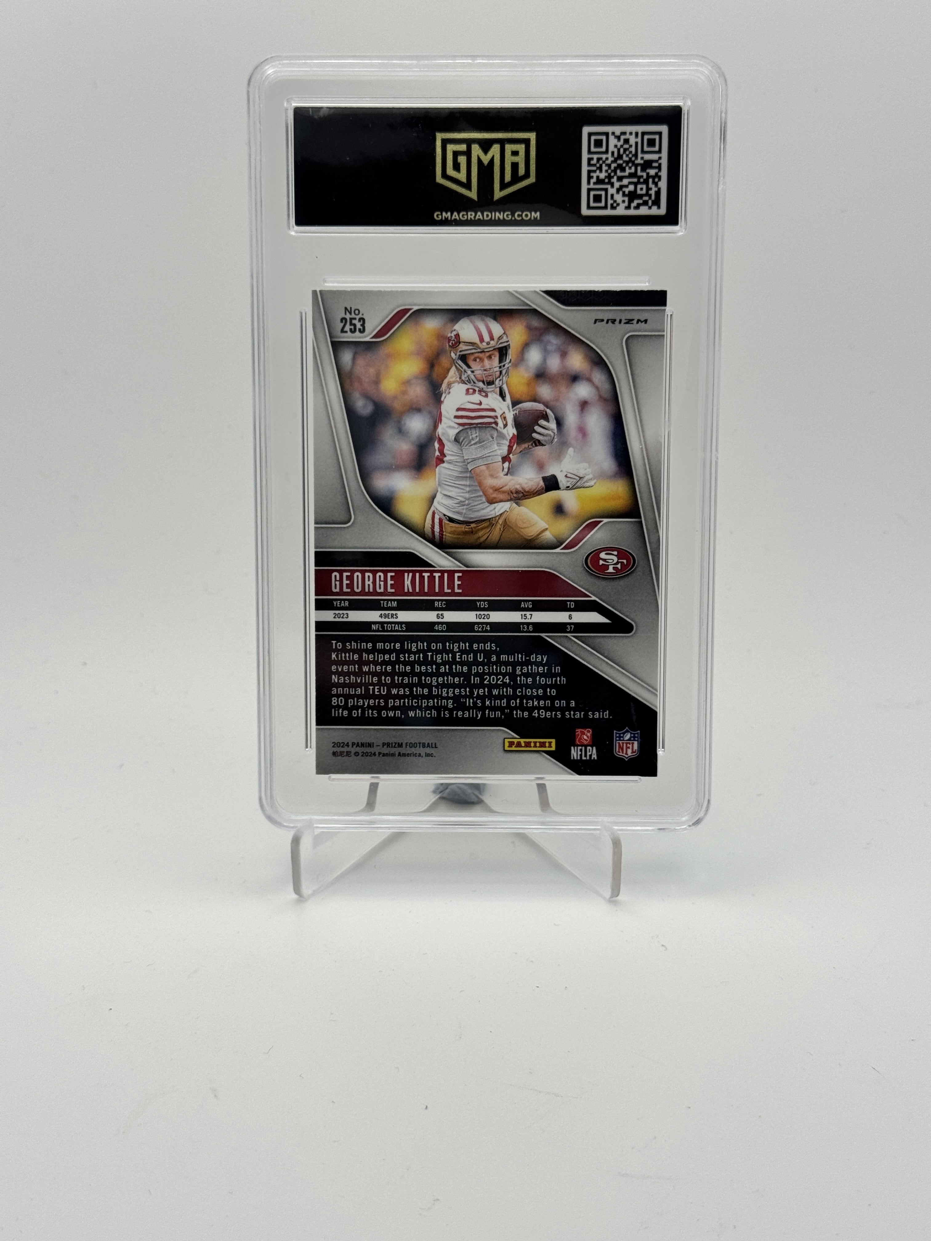 2024 Panini Prizm #253 George Kittle Orange Disco Prizm GMA 9