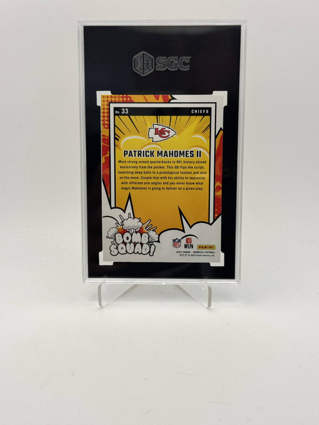 2024 Donruss #33 Patrick Mahomes II Bomb Squad SGC 10