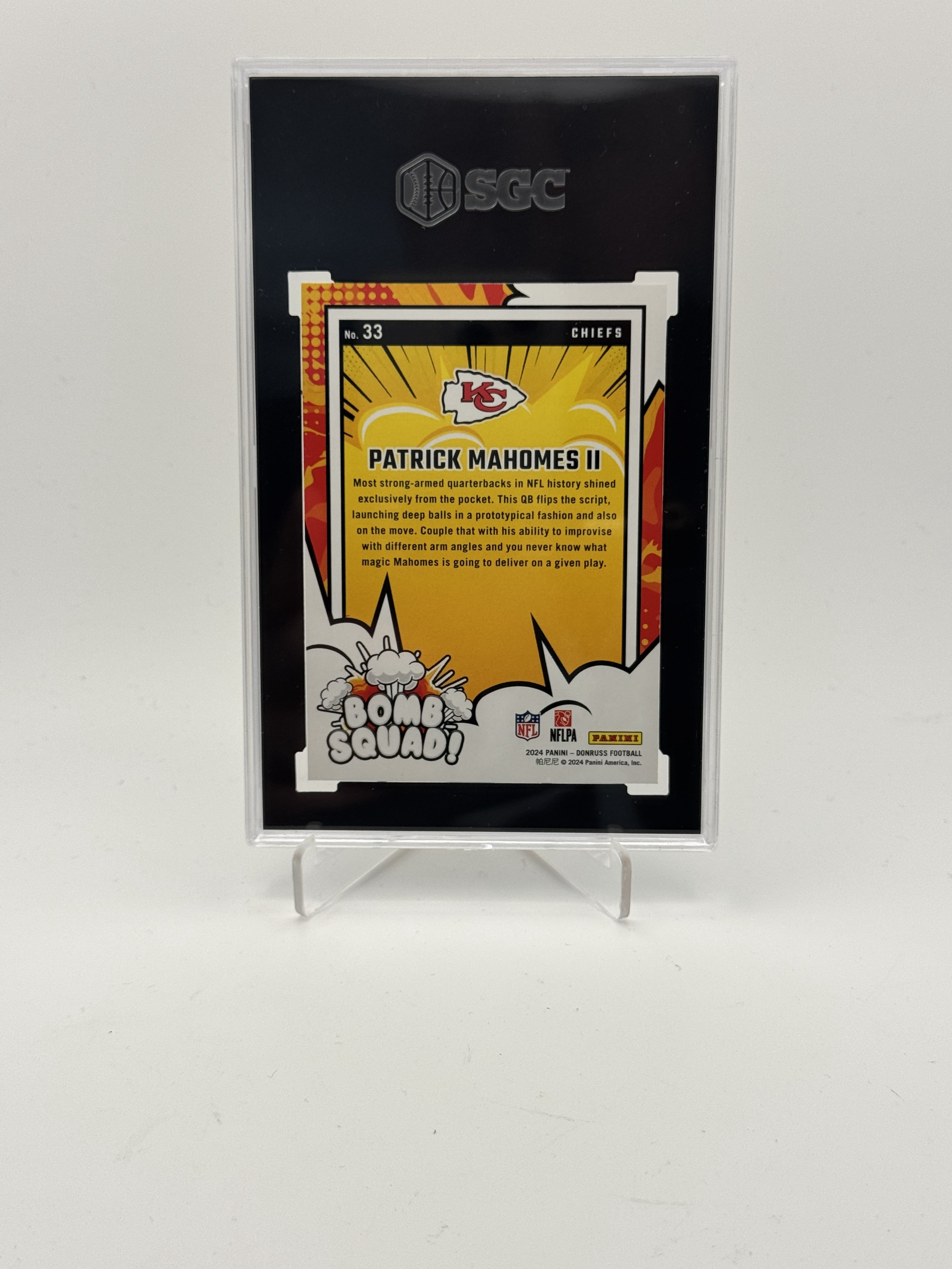 2024 Donruss #33 Patrick Mahomes II Bomb Squad SGC 10