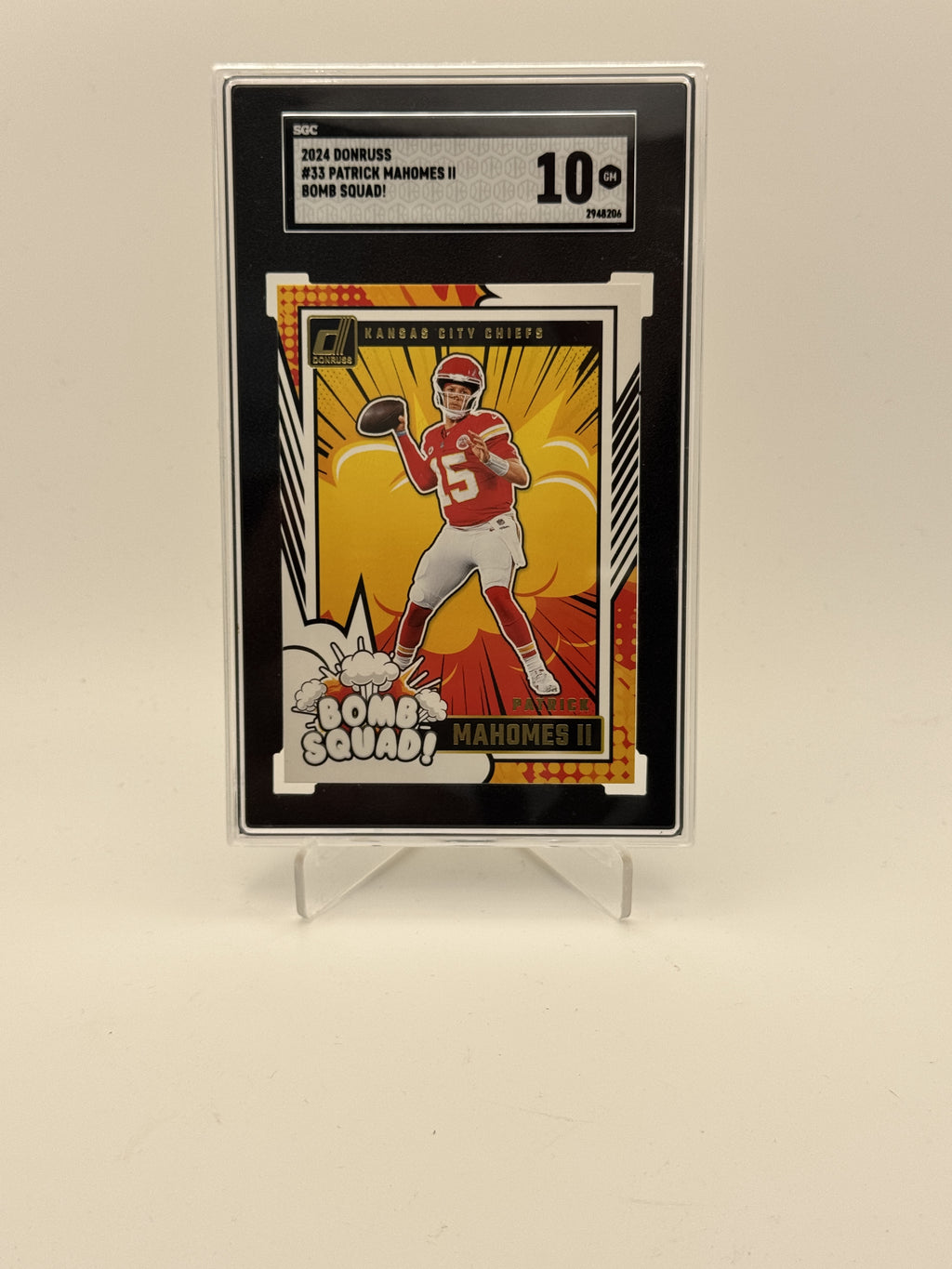2024 Donruss #33 Patrick Mahomes II Bomb Squad SGC 10