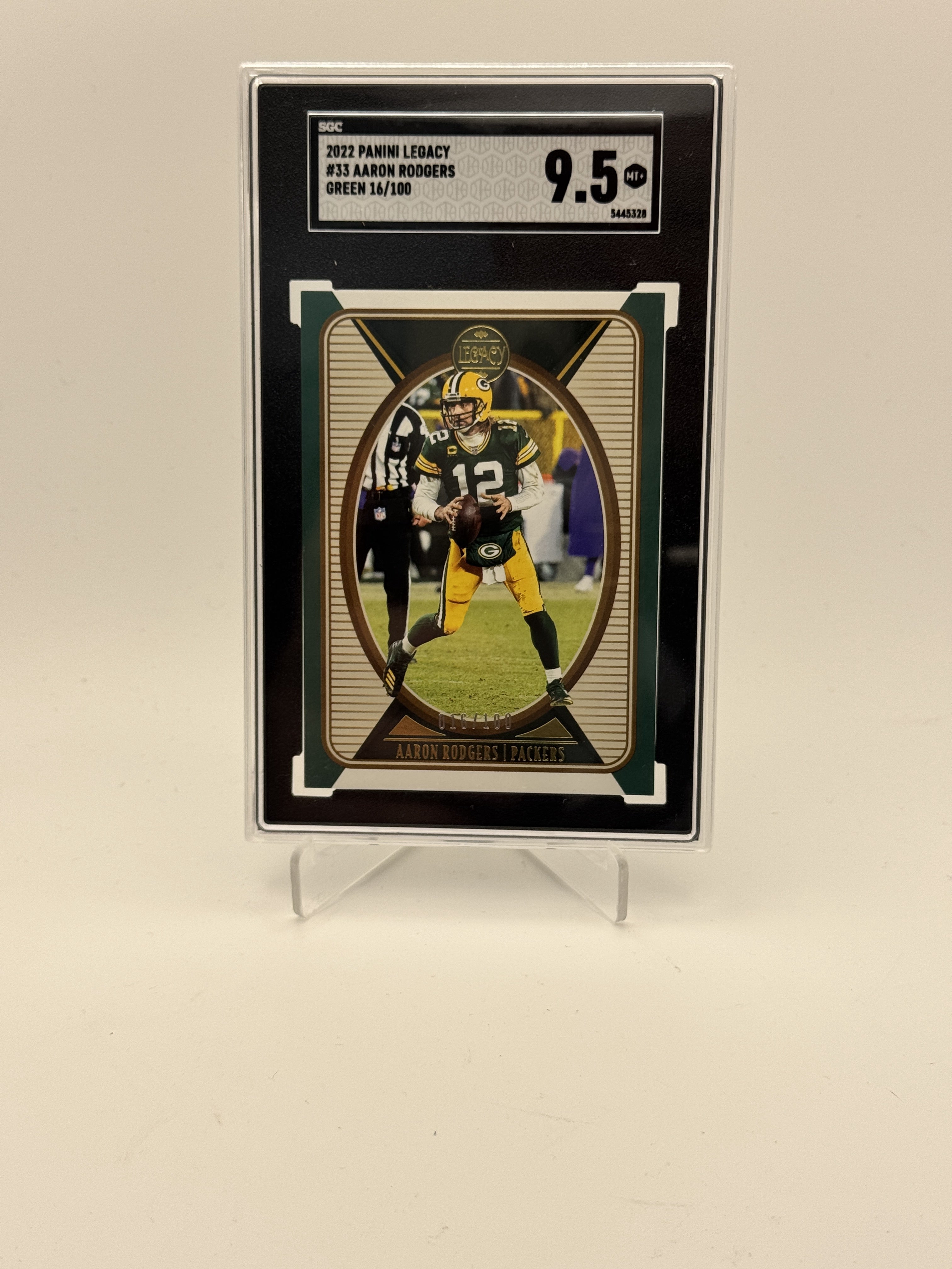 2022 Panini Legacy #33 Aaron Rodgers Green SGC 9.5 #/100