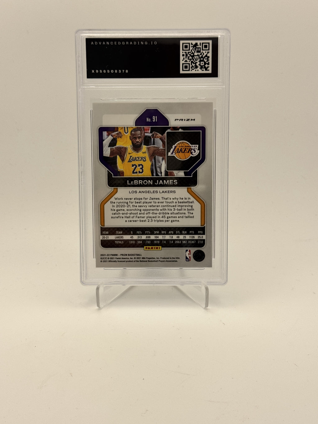 2021-22 Panini Prizm #91 LeBron James Silver Wave GMA 8