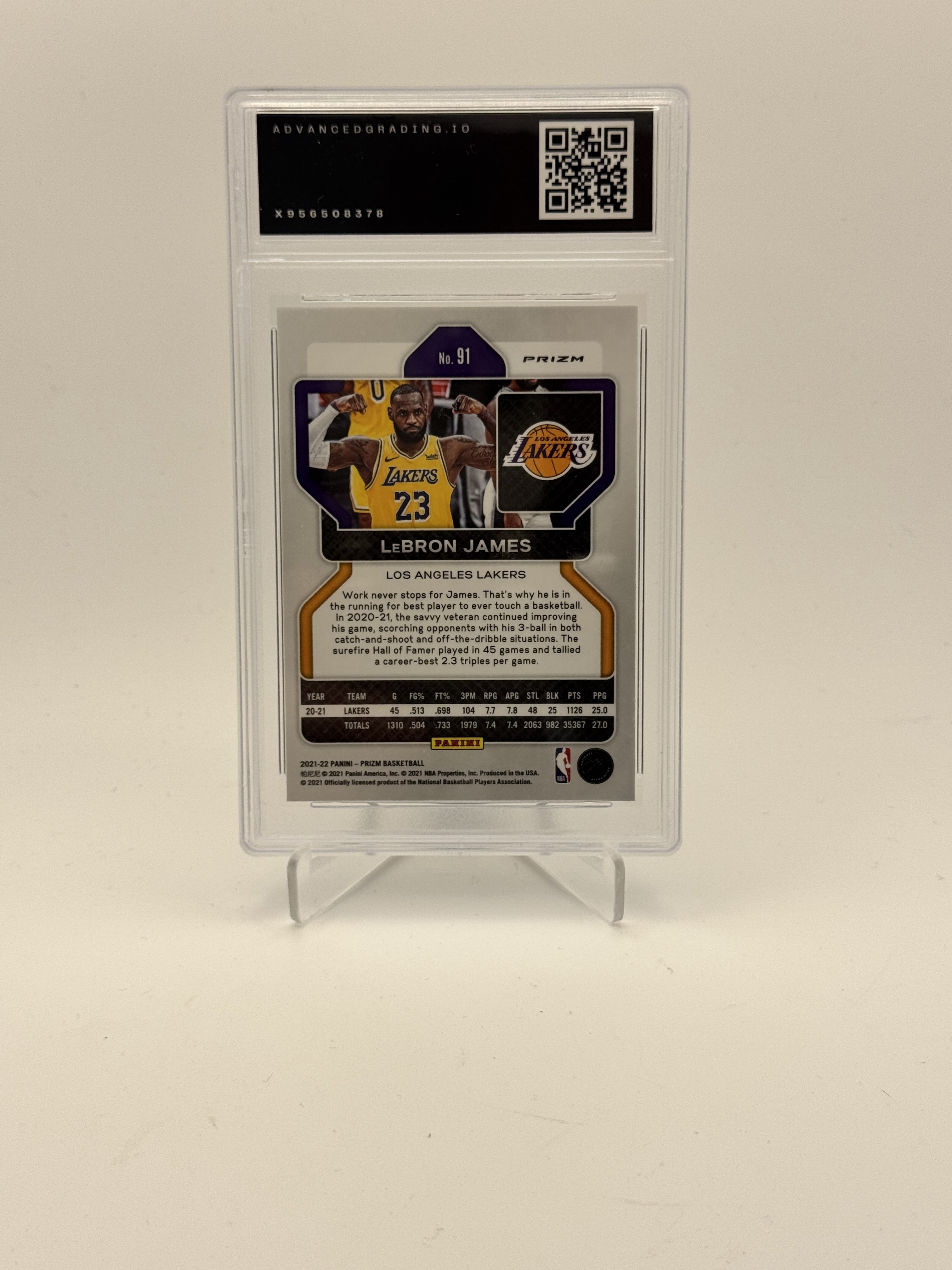 2021-22 Panini Prizm #91 LeBron James Silver Wave GMA 8