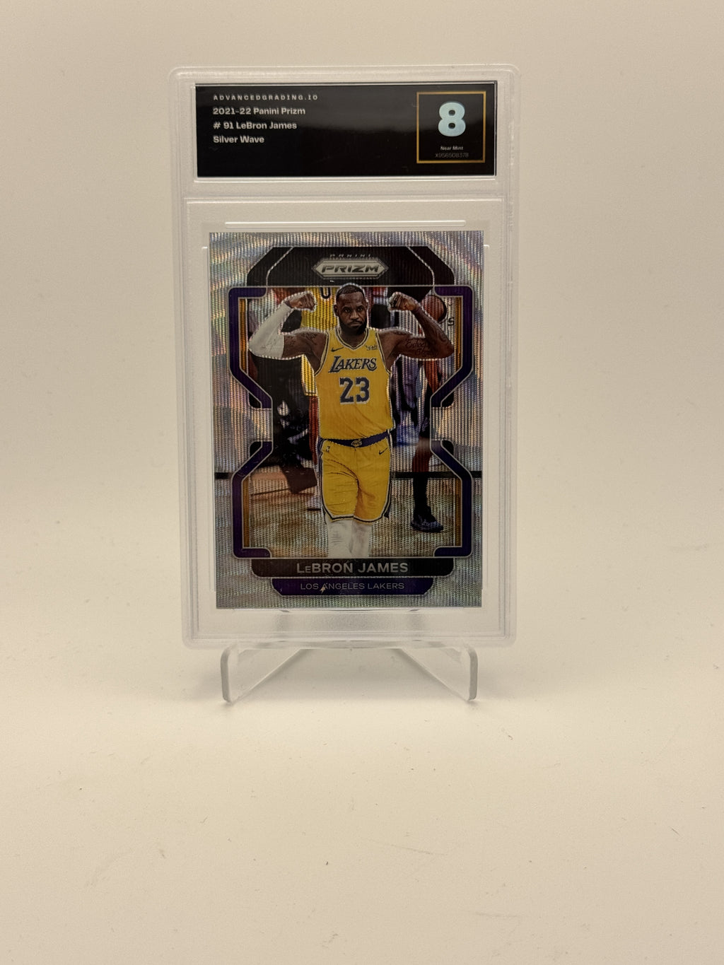 2021-22 Panini Prizm #91 LeBron James Silver Wave GMA 8