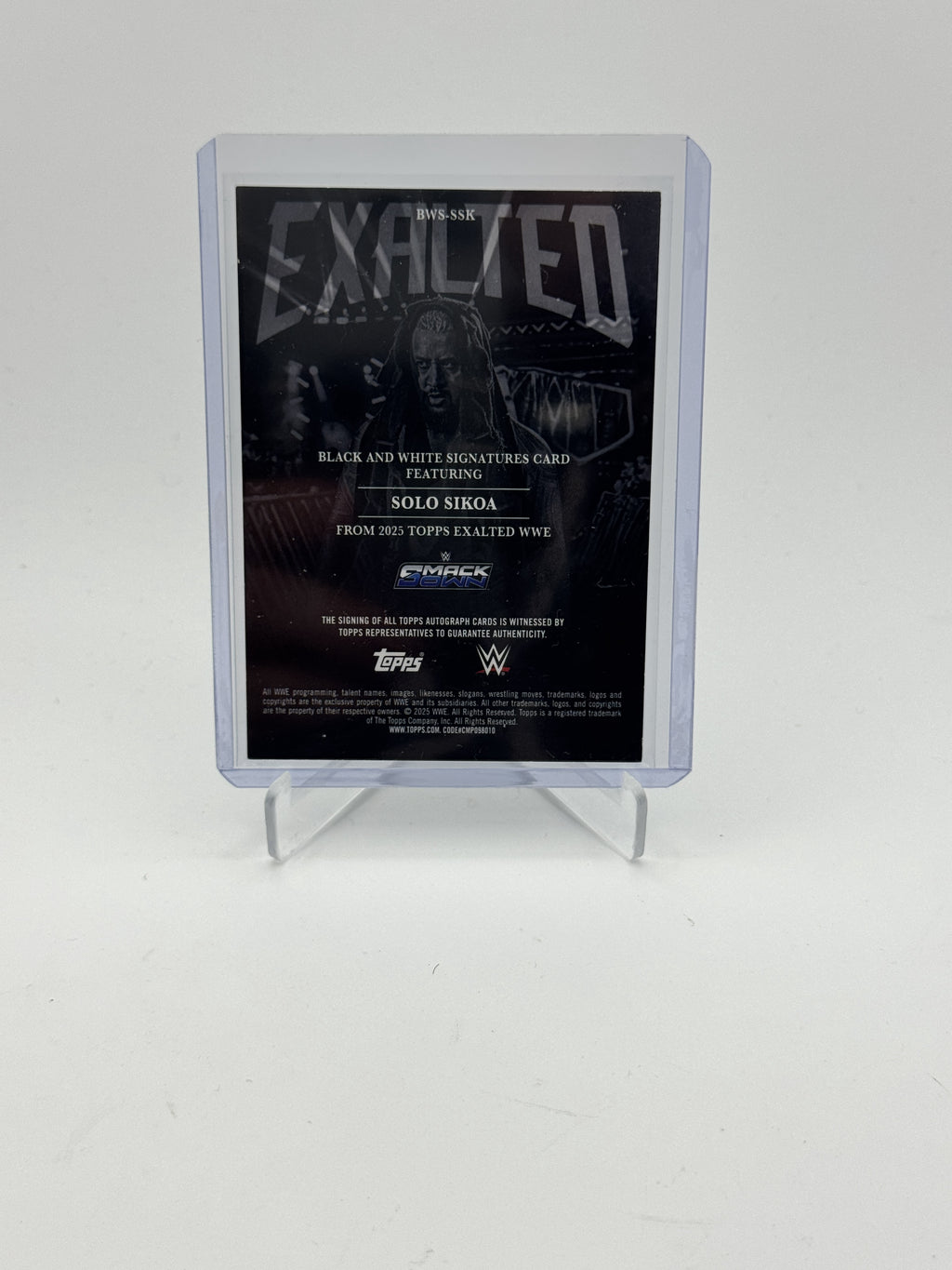 2025 Topps Exalted WWE #BWS-SSK Solo Sikoa Black and White Signatures