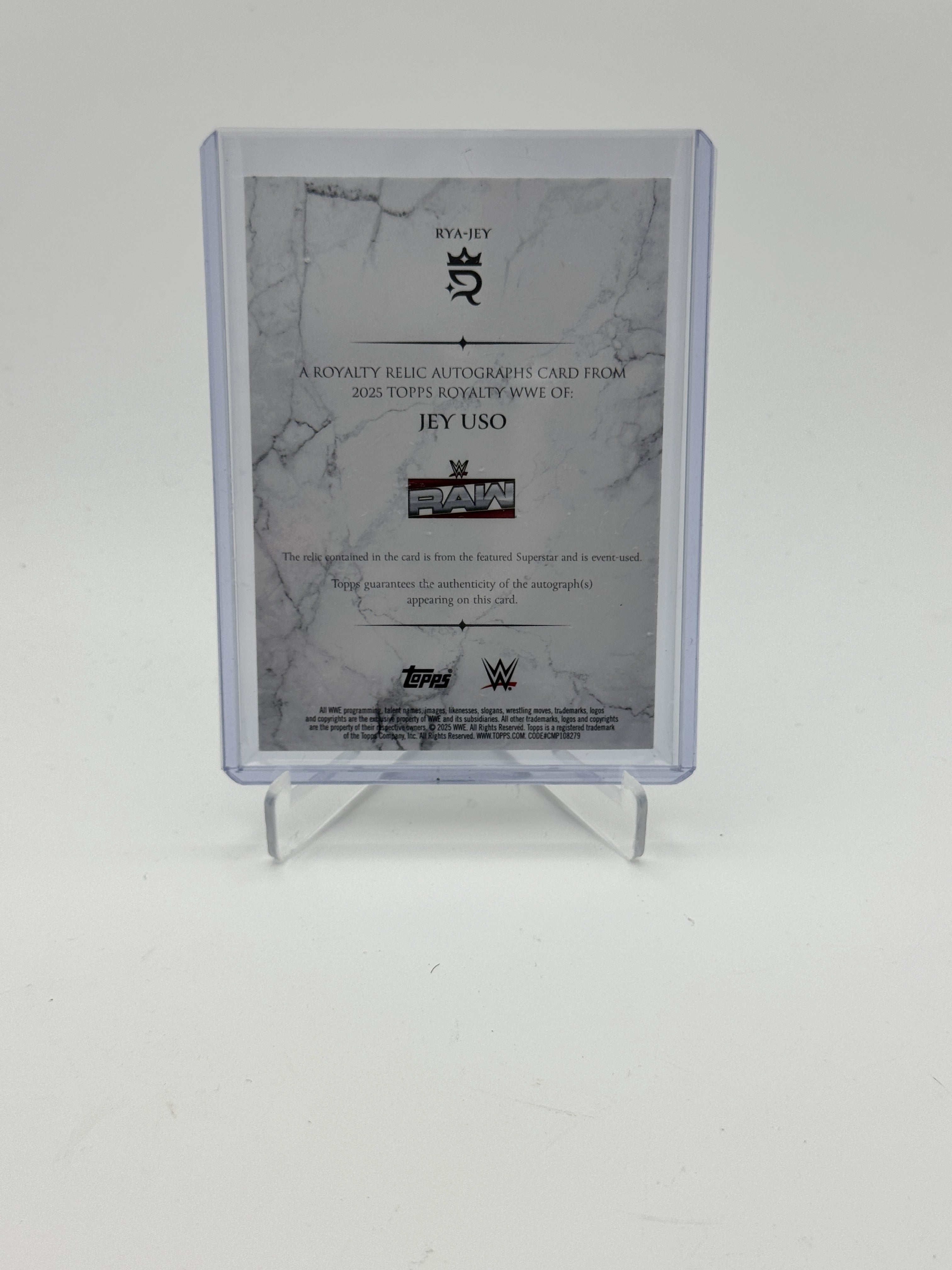 2025 Topps Royalty WWE #RYA-JEY Jey Uso Royalty Relic Autographs #/99