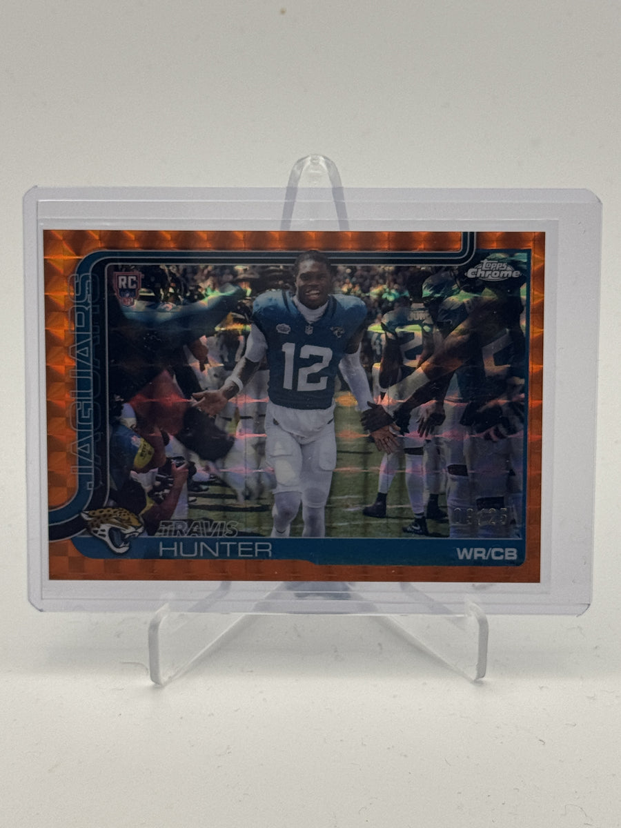 2025 Topps Chrome #332 Travis Hunter Orange Wave Refractor #/25