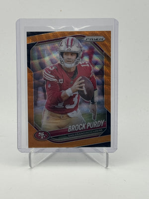 2025 Panini Prizm #255 Brock Purdy Orange Wave #/65