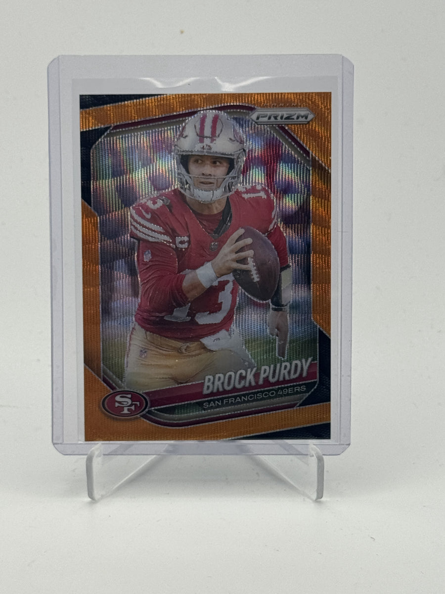 2025 Panini Prizm #255 Brock Purdy Orange Wave #/65