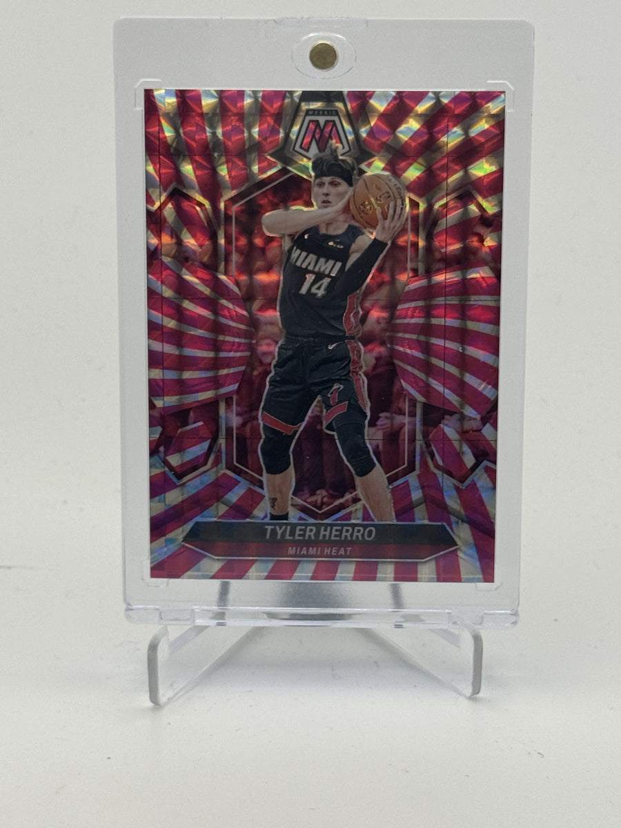 2023-24 Panini Mosaic #11 Tyler Herro Pink Fluorescent #/10